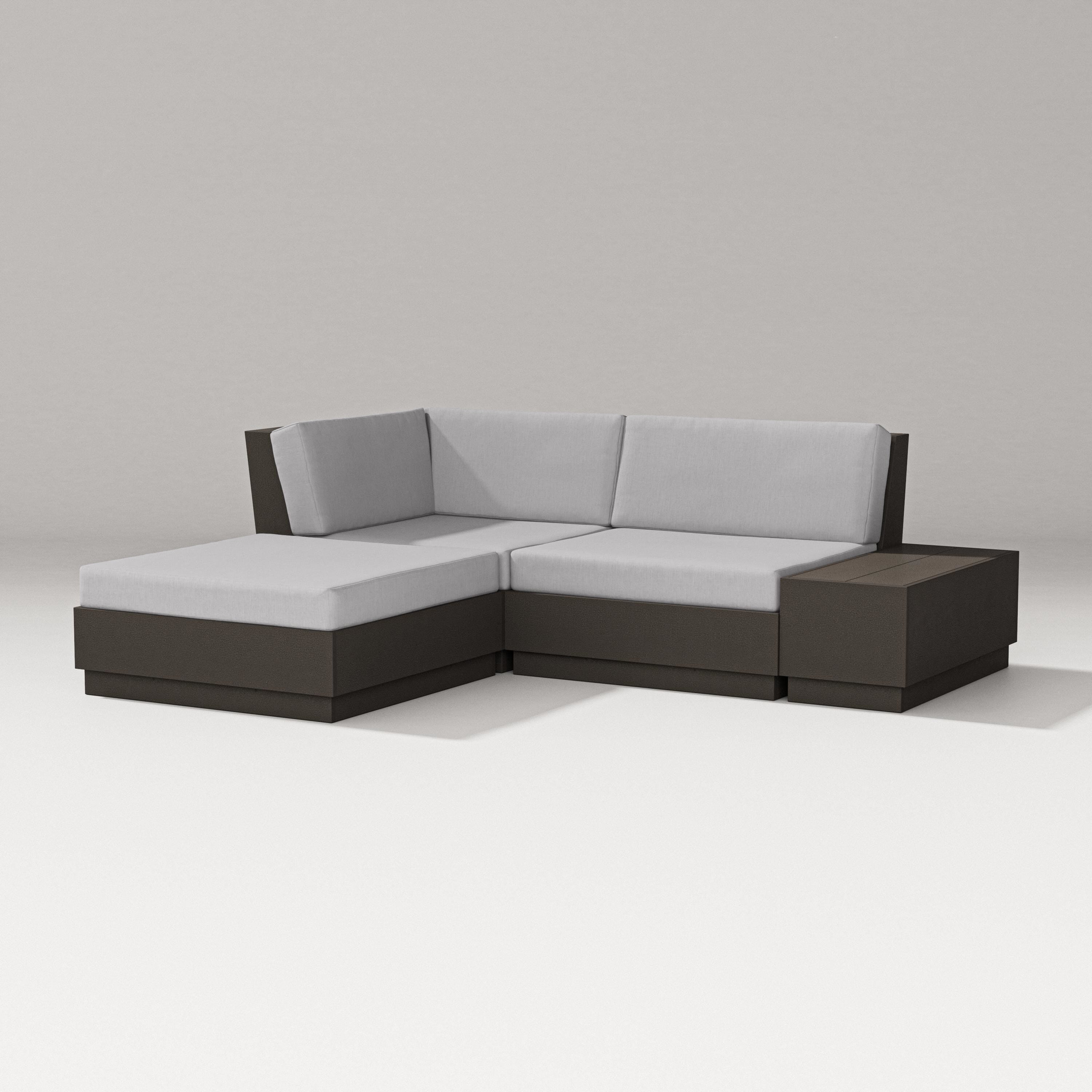 PW Designer Series Elevate Loveseat Sectional with Chaise in Vintage Coffee / Granite