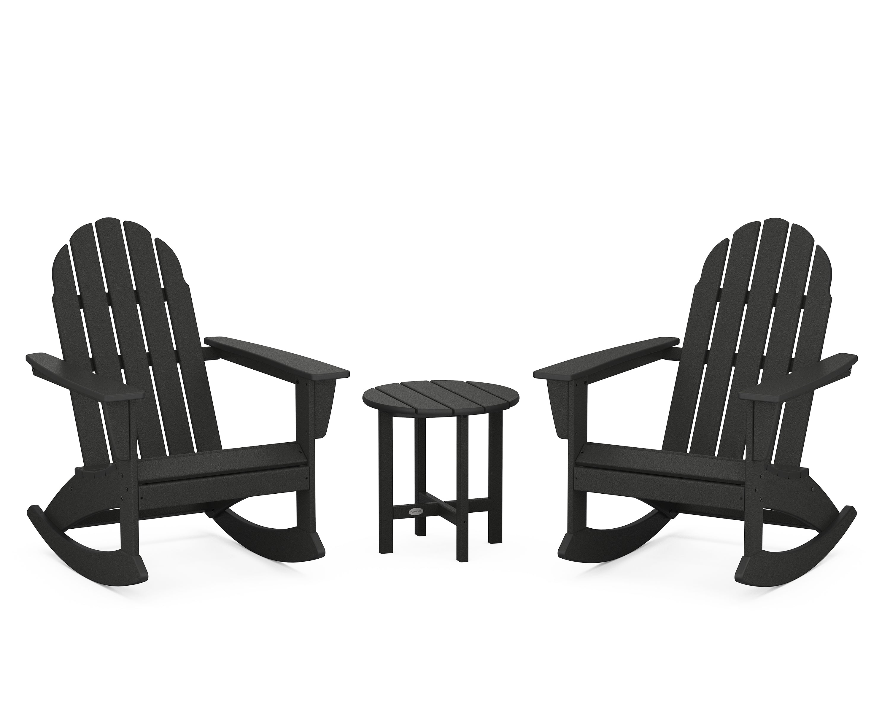 POLYWOOD Vineyard 3-Piece Adirondack Rocking Chair Set in Black