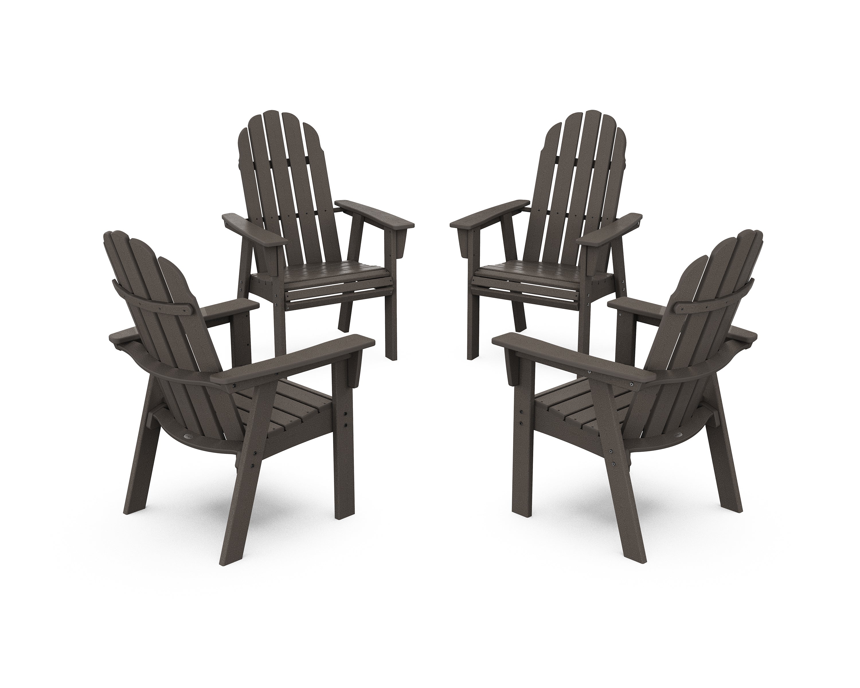 POLYWOOD Vineyard 4-Piece Curveback Upright Adirondack Conversation Set in Vintage Coffee