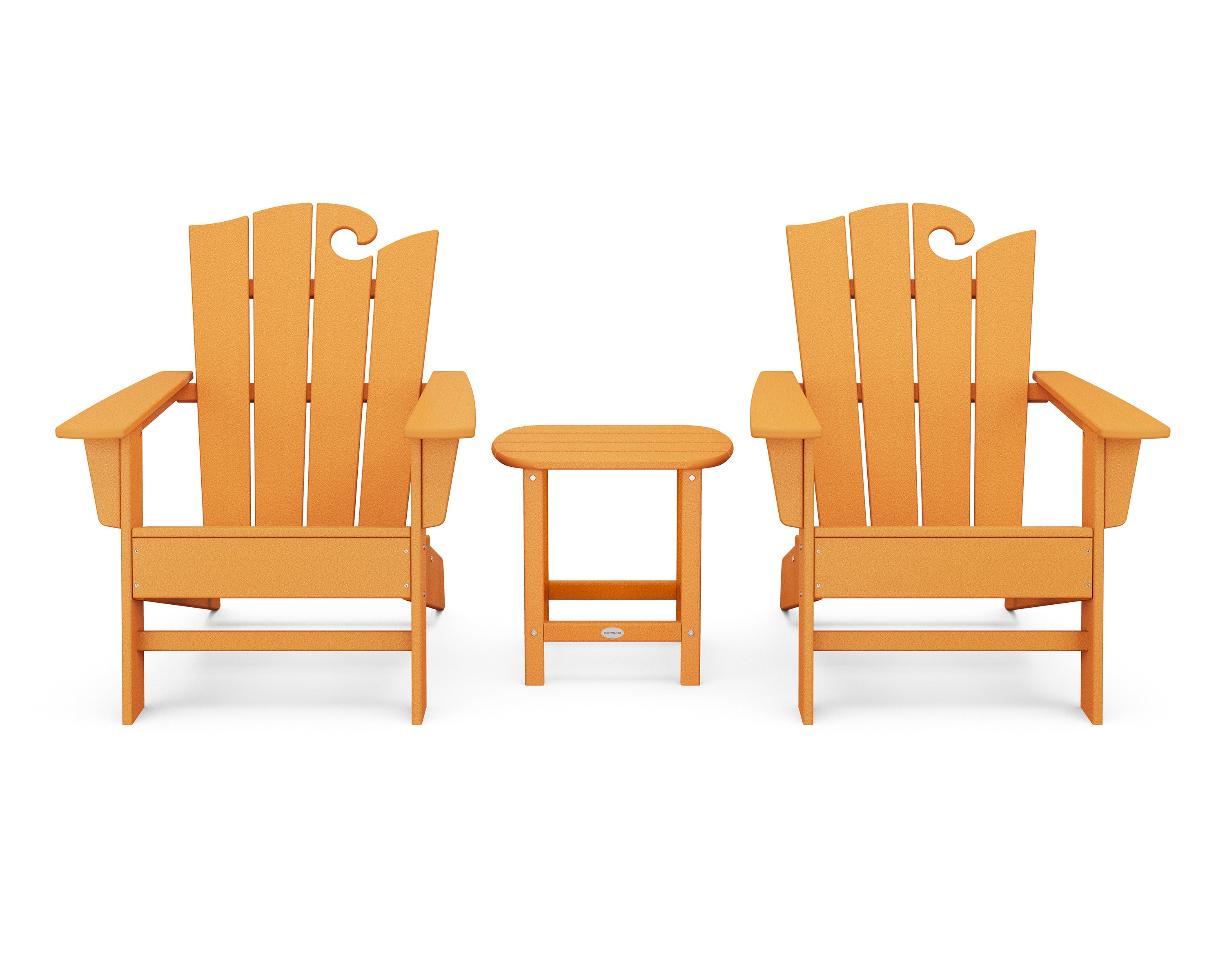 POLYWOOD Wave 3-Piece Adirondack Set with The Ocean Chair in Tangerine