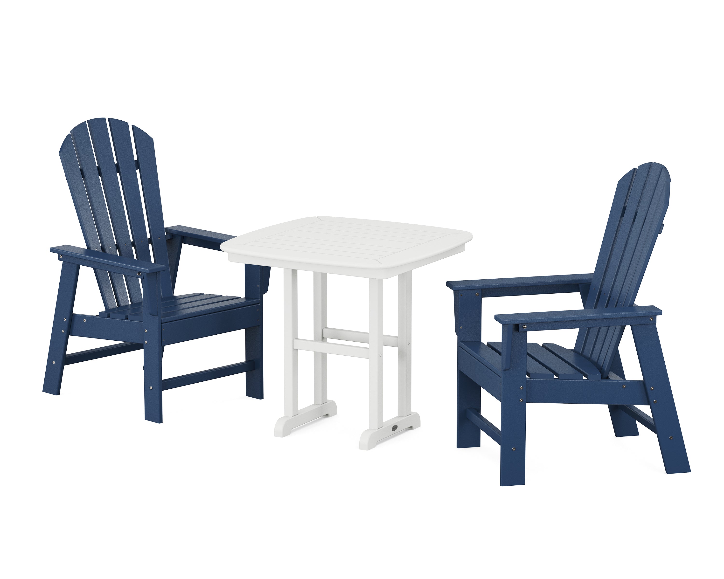 POLYWOOD South Beach 3-Piece Dining Set in Navy / White