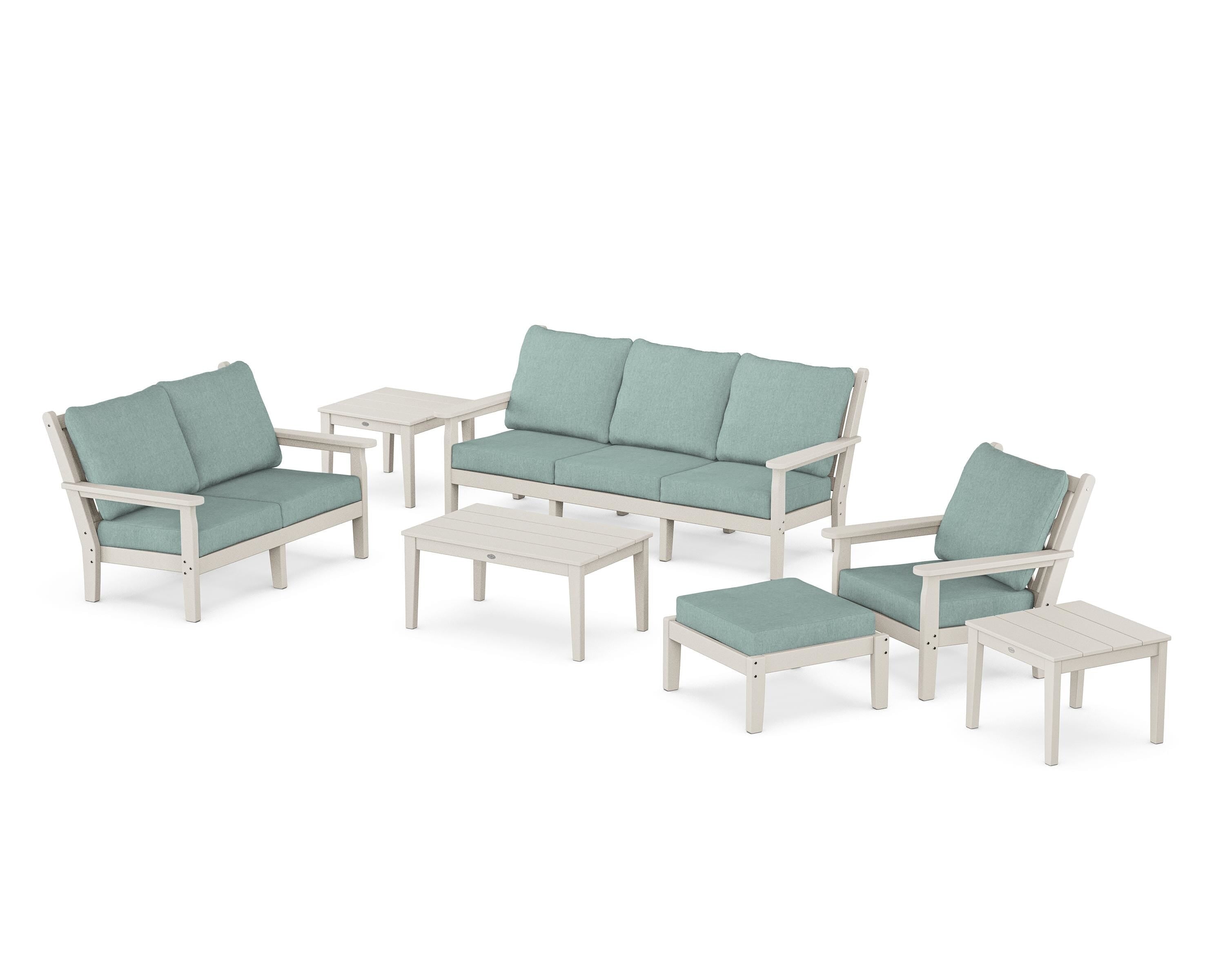 POLYWOOD Chippendale 7-Piece Deep Seating Set in Sand / Glacier Spa