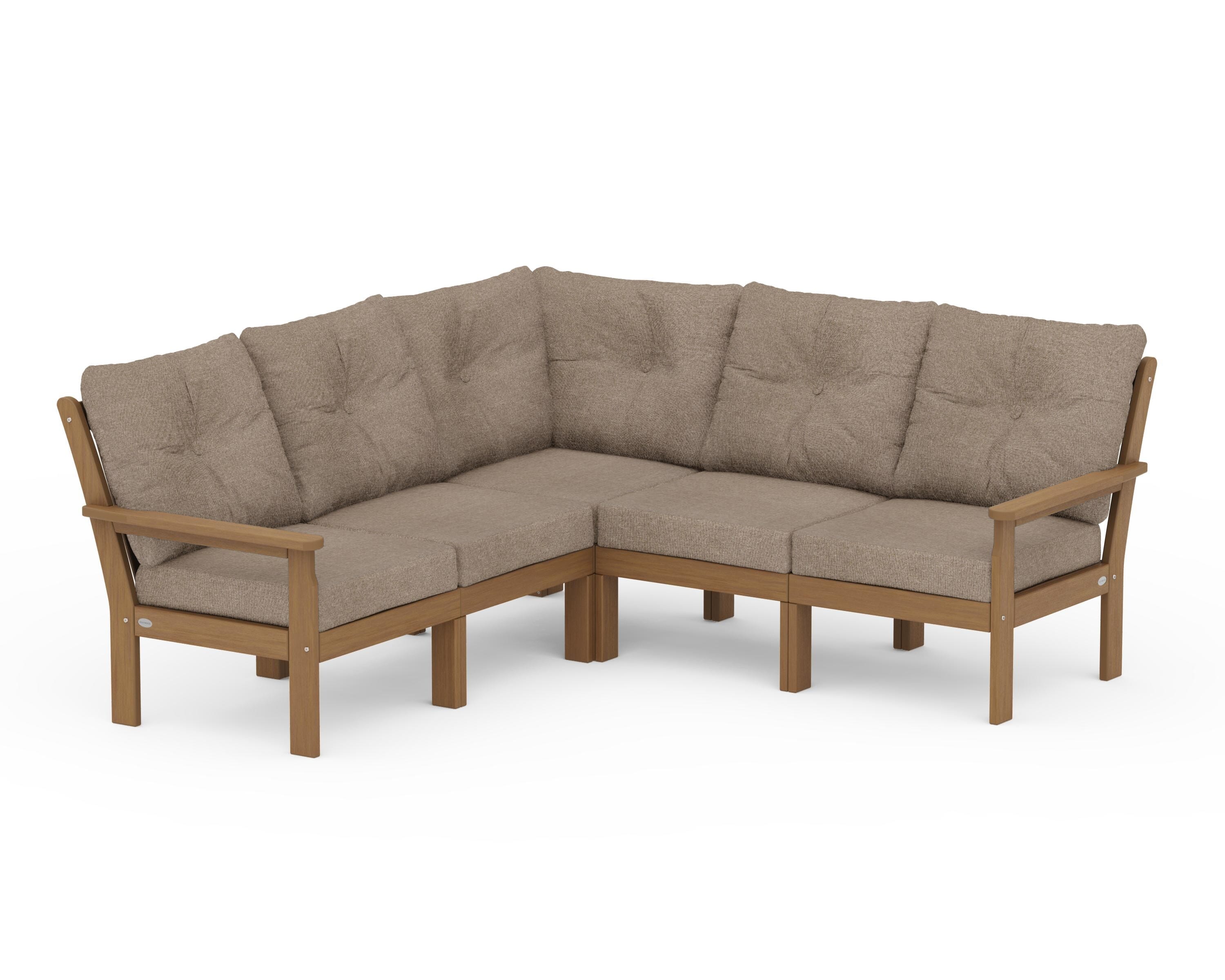 POLYWOOD Vineyard 5-Piece Sectional in Natural / Spiced Burlap