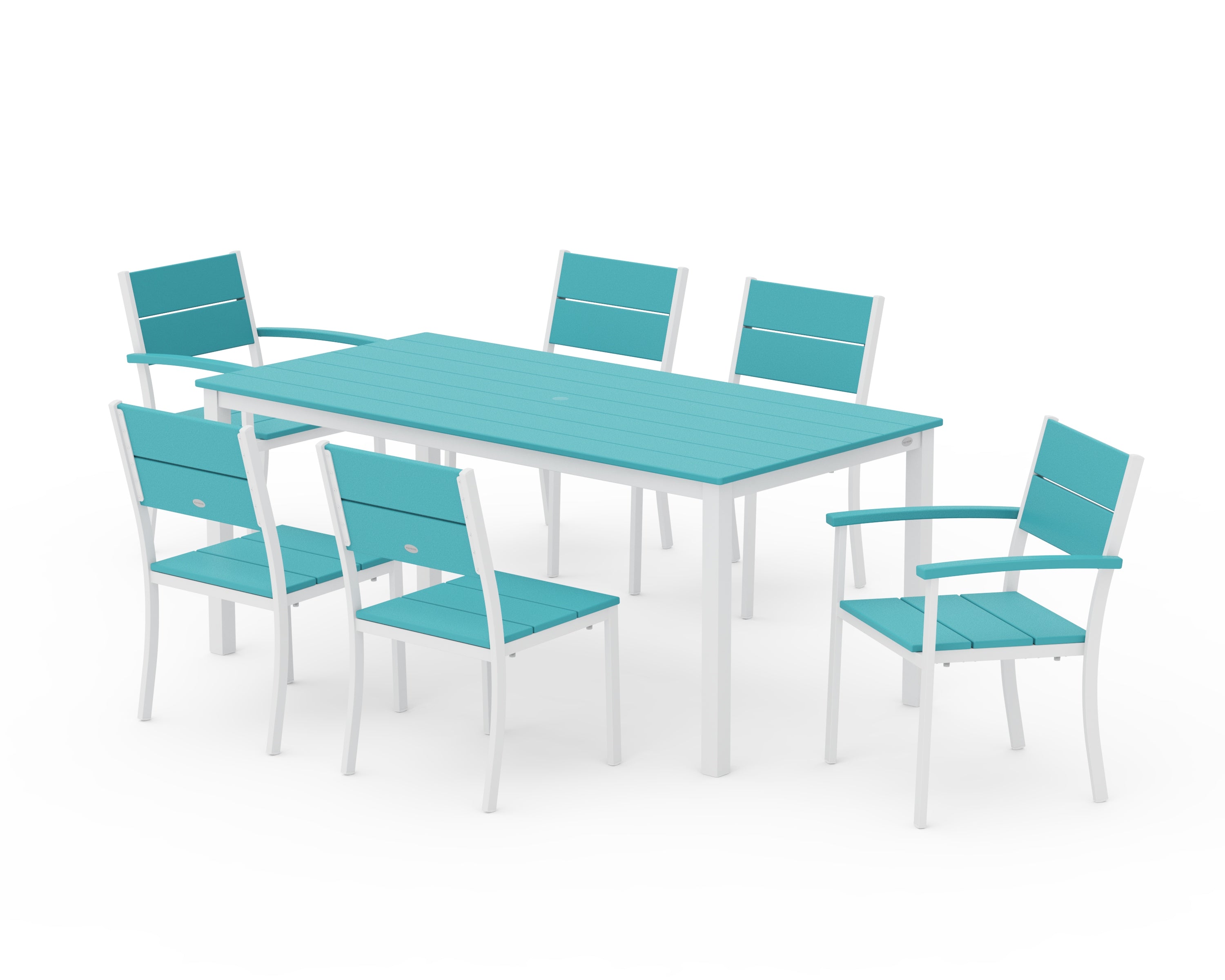 POLYWOOD Main Street 7-Piece Dining Set in White / Aruba