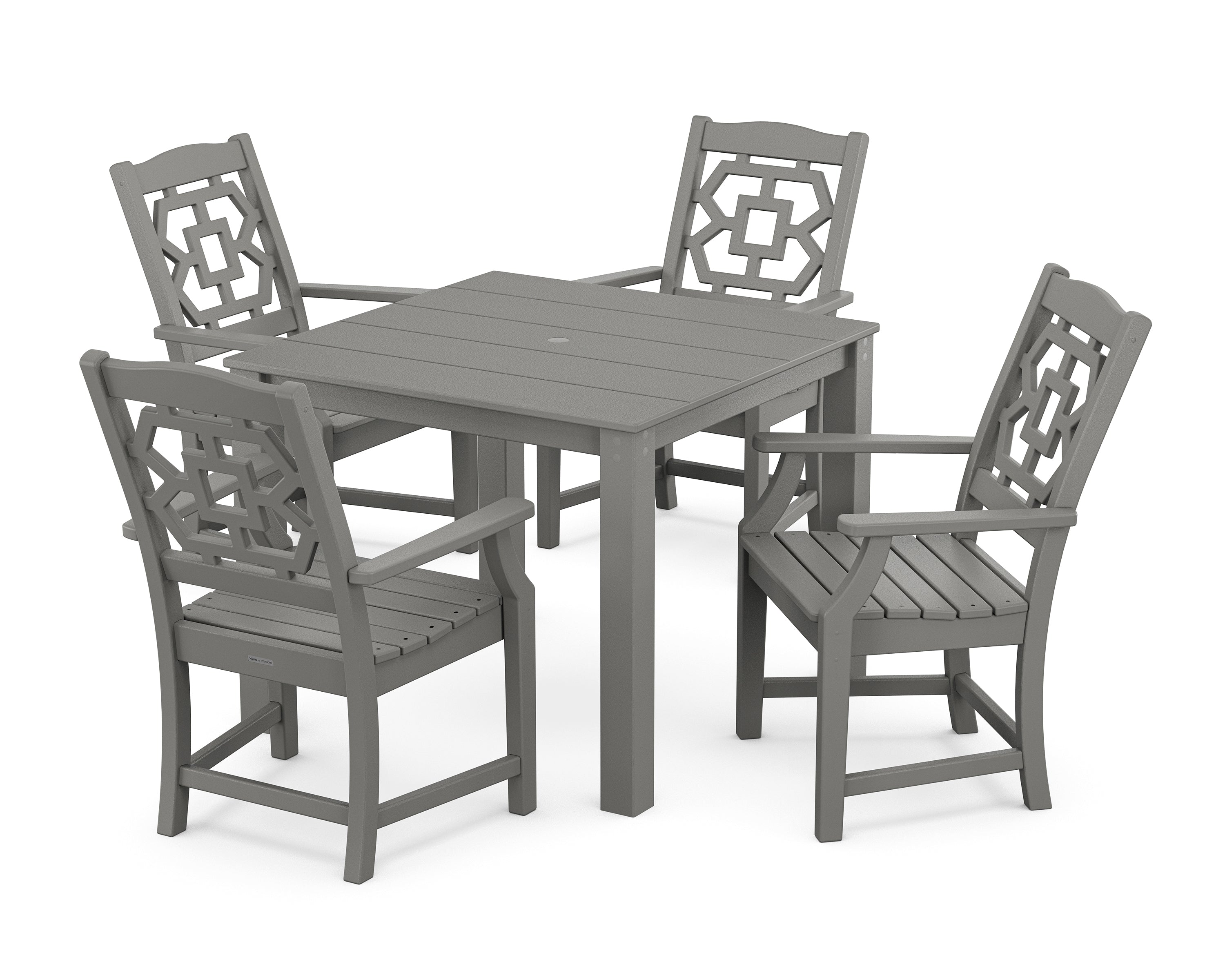Martha Stewart by POLYWOOD Chinoiserie 5-Piece Parsons Dining Set in Slate Grey