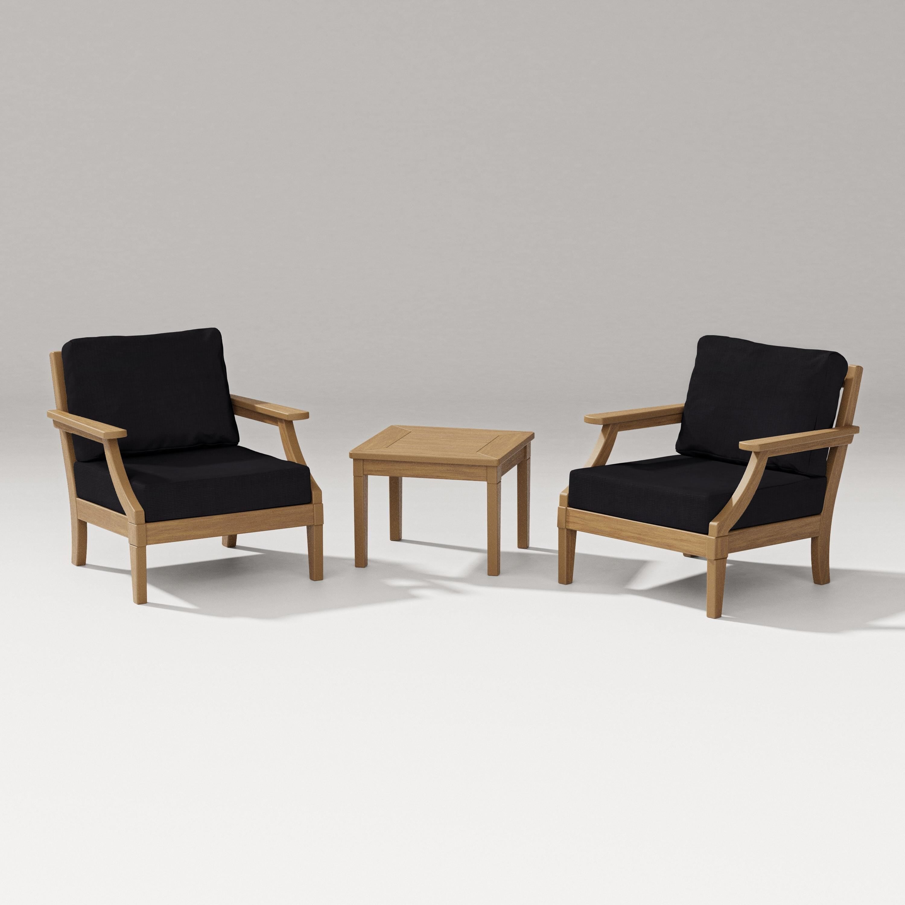 PW Designer Series Estate 3-Piece Lounge Chair Set in Natural / Midnight Linen