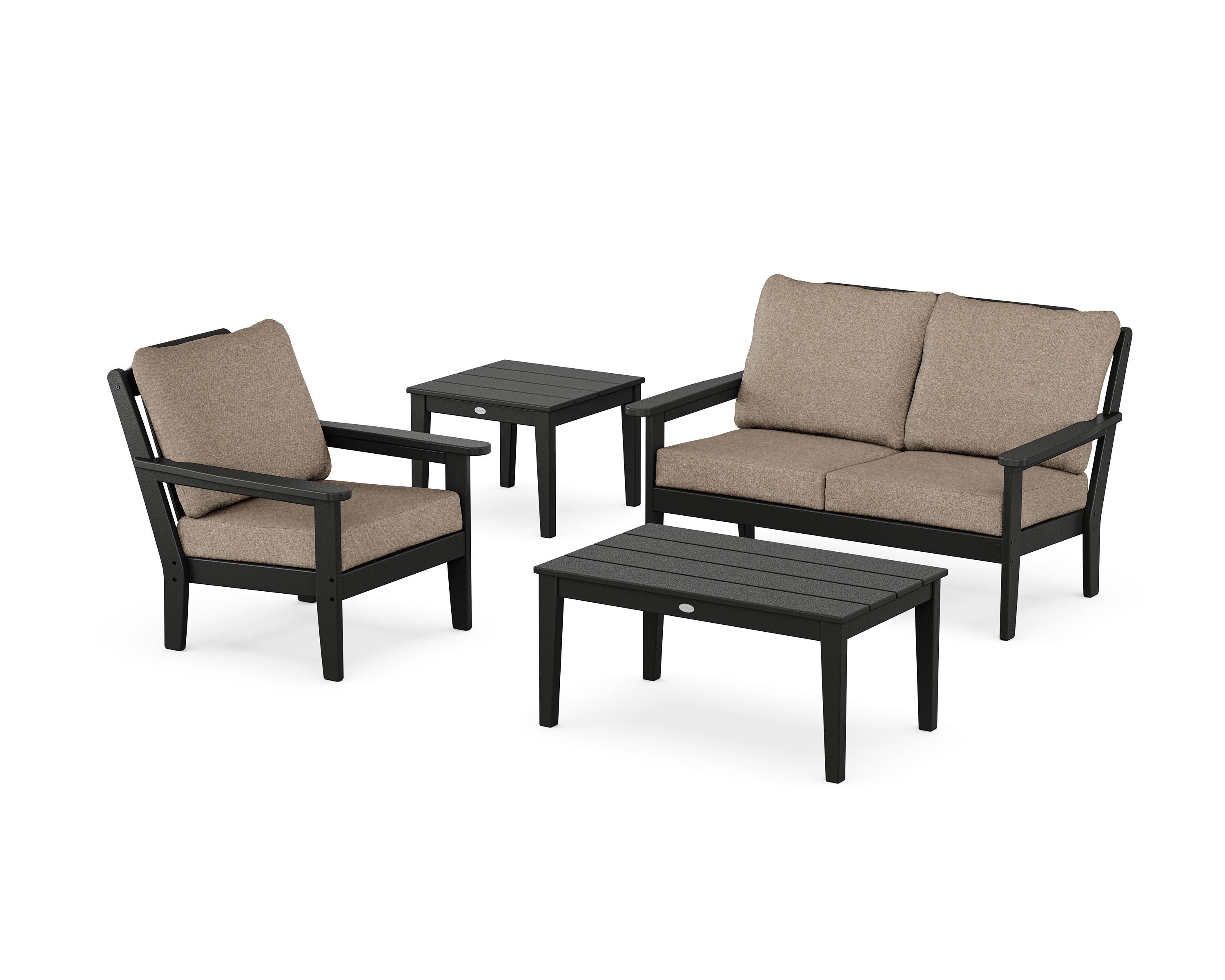 Country Living Wovendale 4-Piece Deep Seating Set in Black / Spiced Burlap