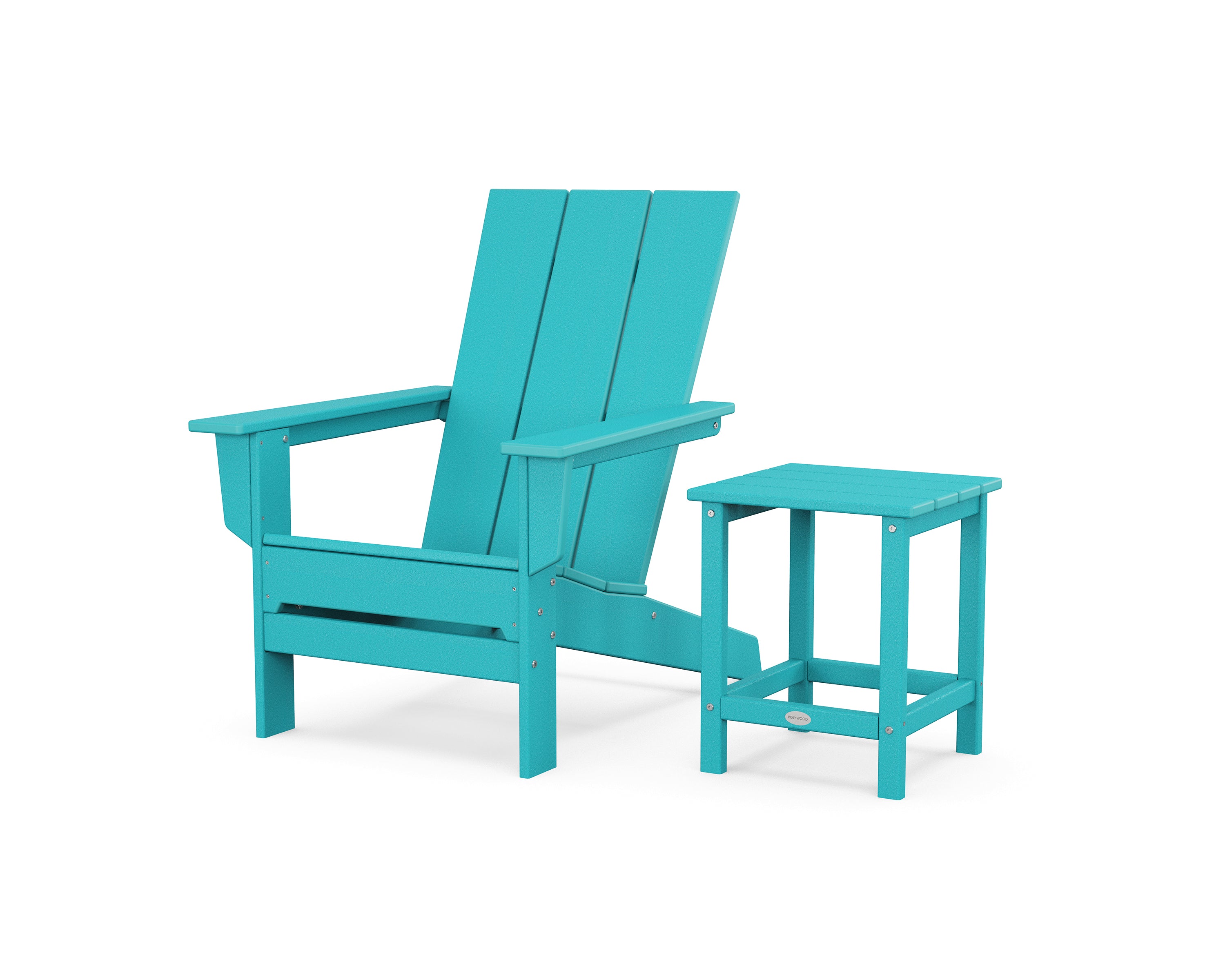 POLYWOOD Modern Studio Adirondack Chair with Side Table in Aruba