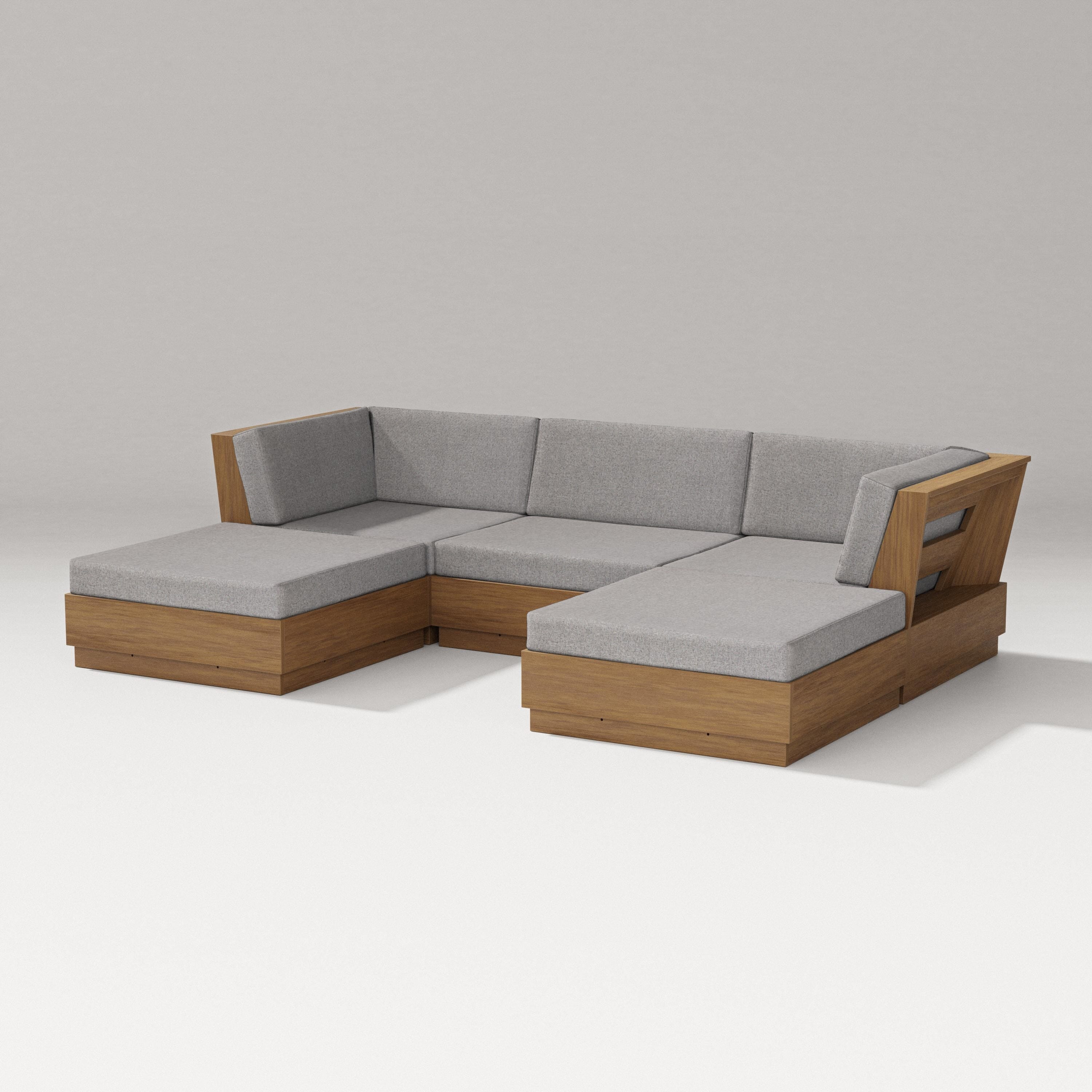 PW Designer Series Elevate Double Chaise Sectional in Natural / Grey Mist