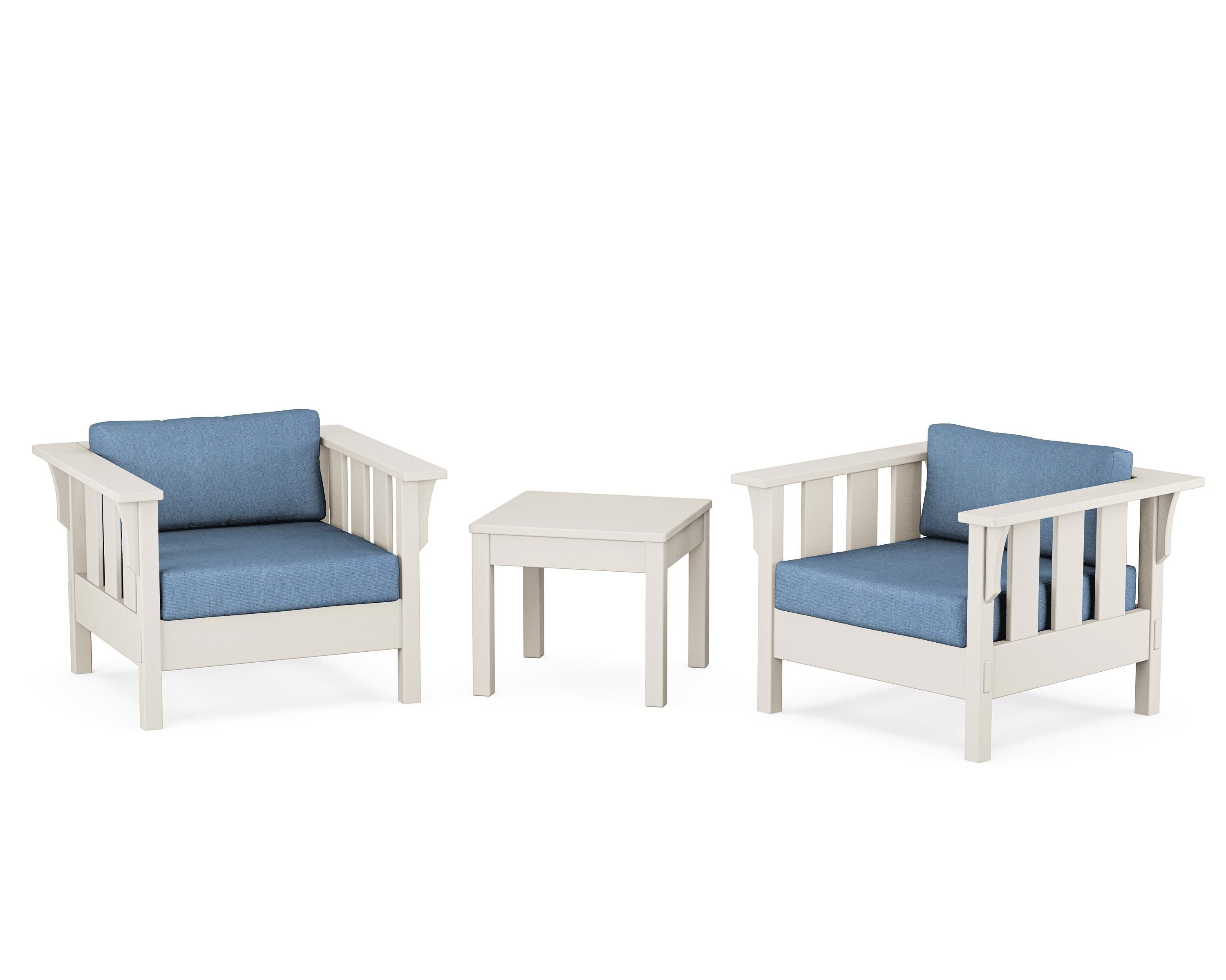 Martha Stewart by POLYWOOD Acadia 3-Piece Deep Seating Set in Sand / Sky Blue