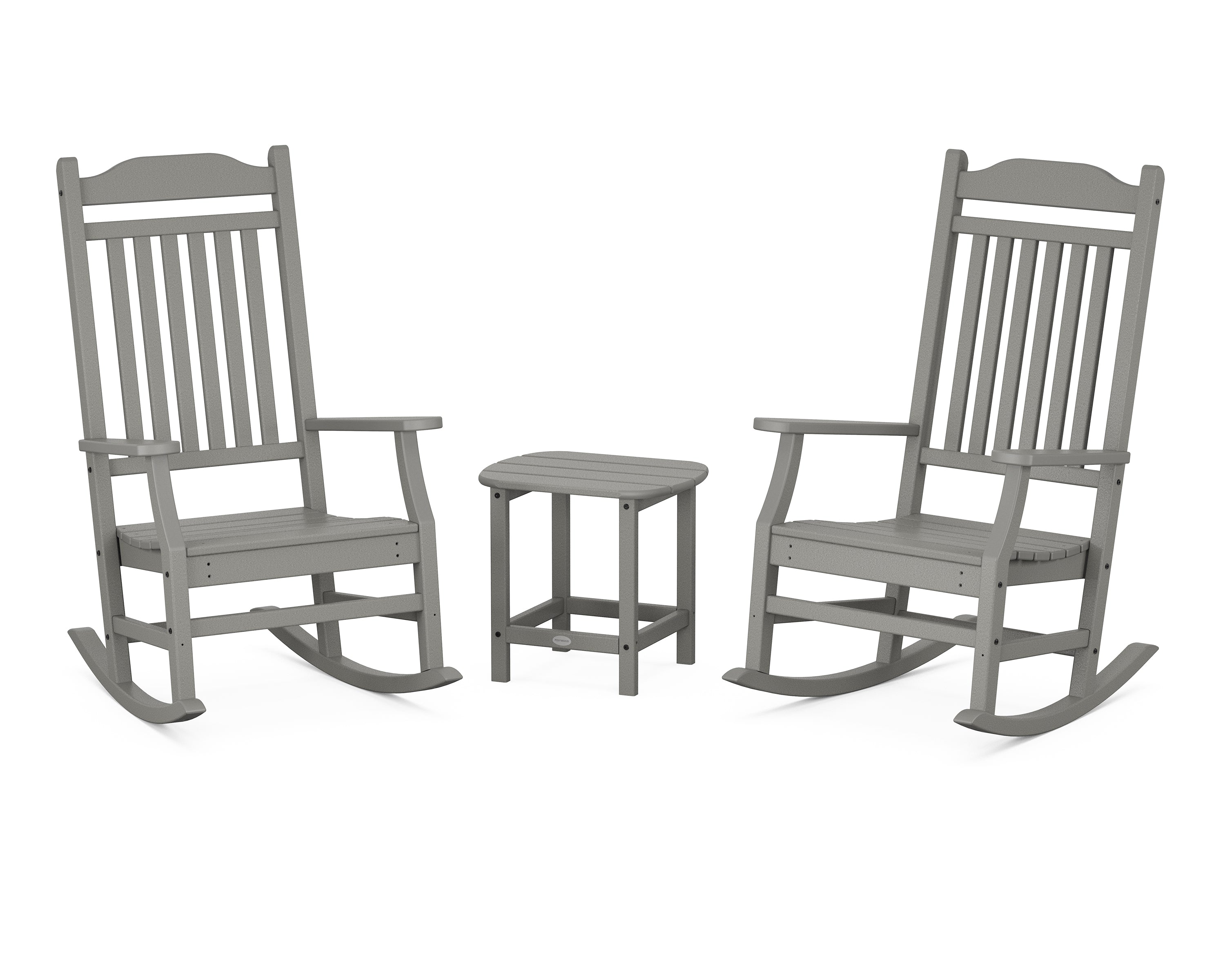 POLYWOOD Country Living Rocking Chair 3-Piece Set in Slate Grey