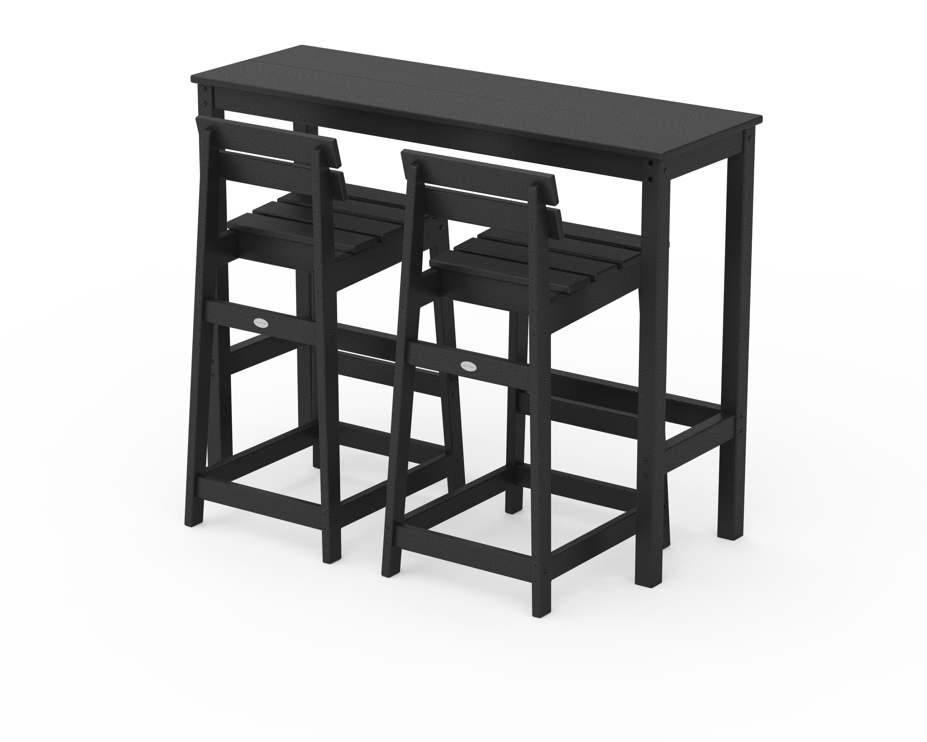 POLYWOOD Modern Studio Plaza Lowback Bar Chair 3-Piece Balcony Set in Black