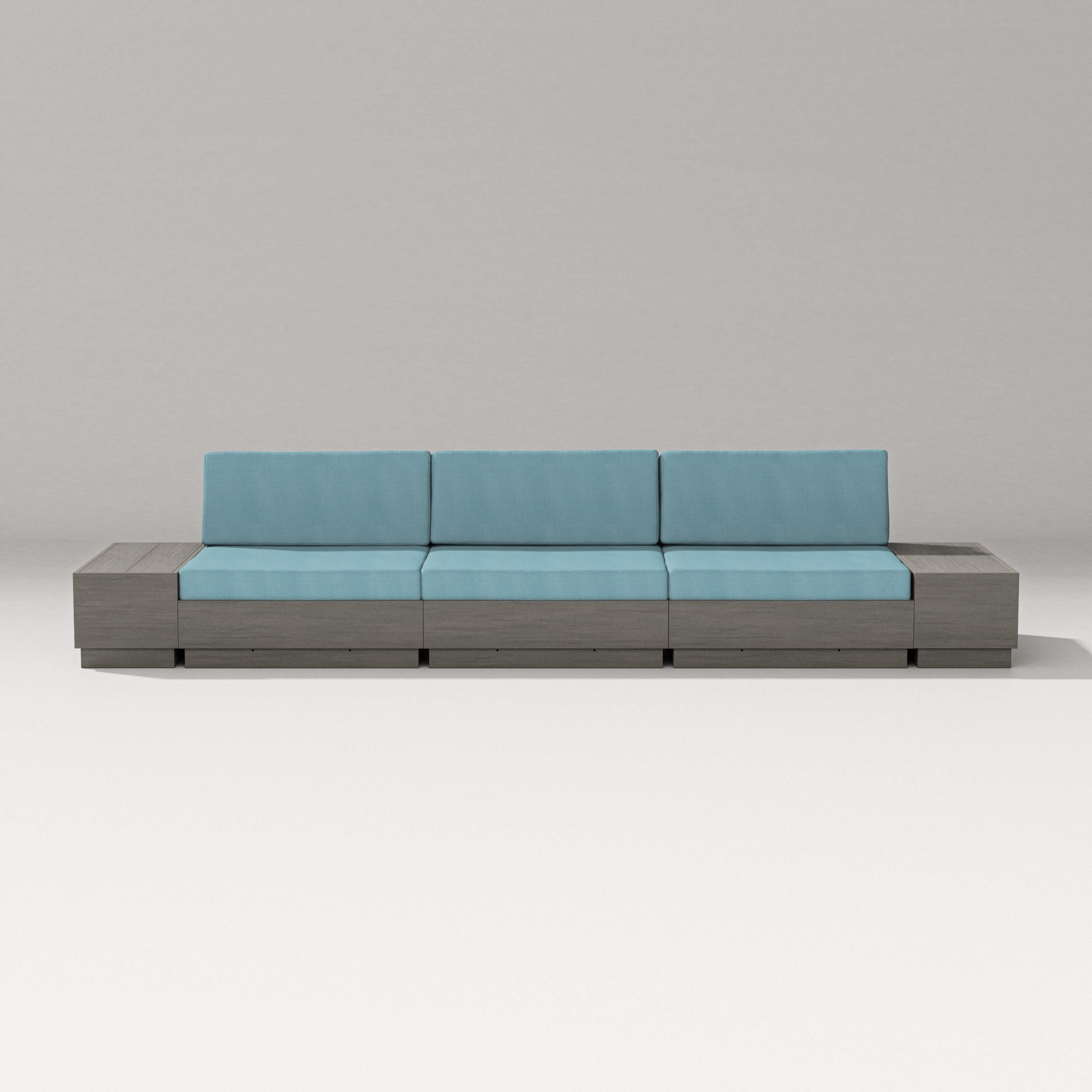 PW Designer Series Elevate Straight Sectional in Driftwood / Lattice Sky Blue
