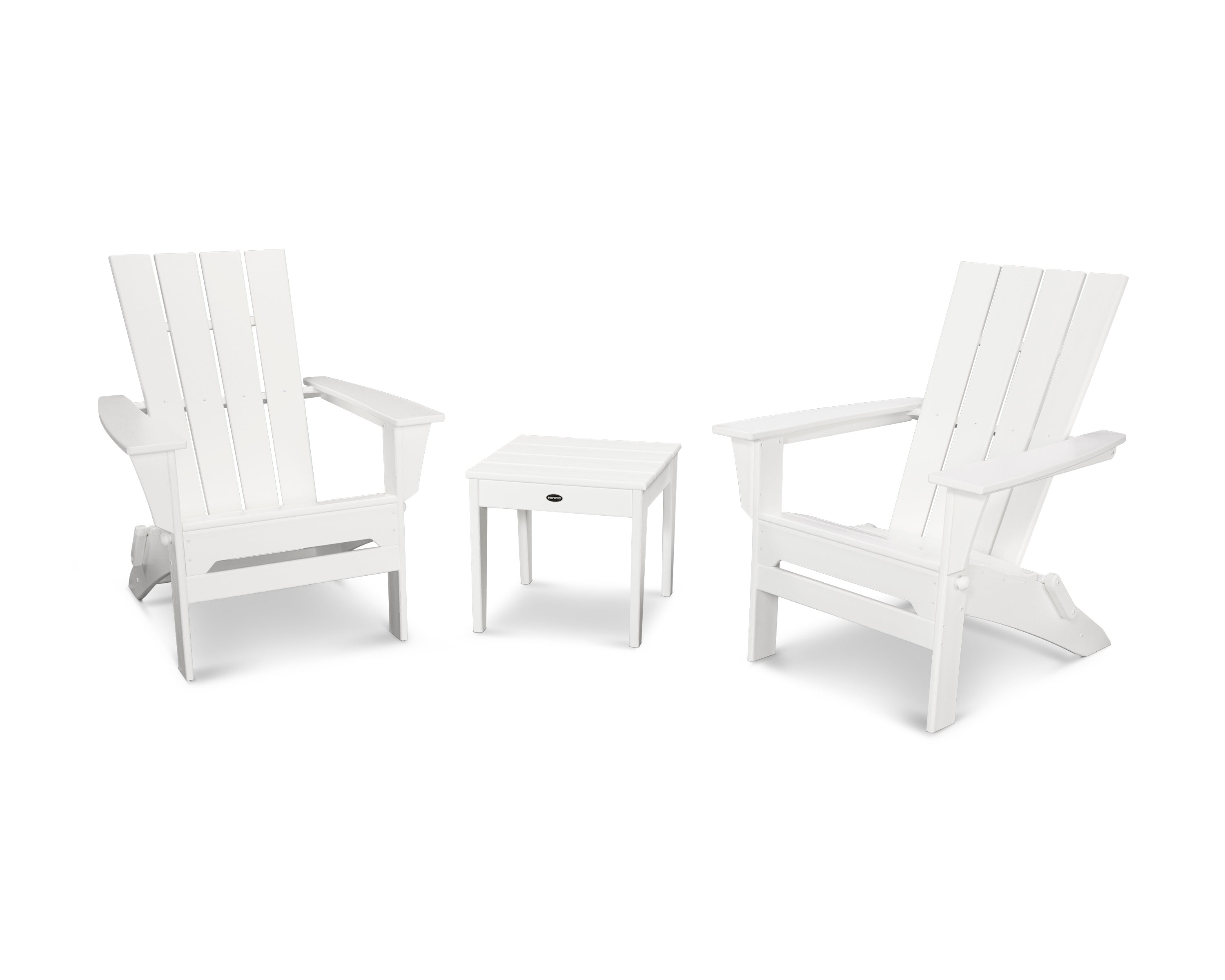 POLYWOOD Quattro Folding Chair 3-Piece Adirondack Set in White