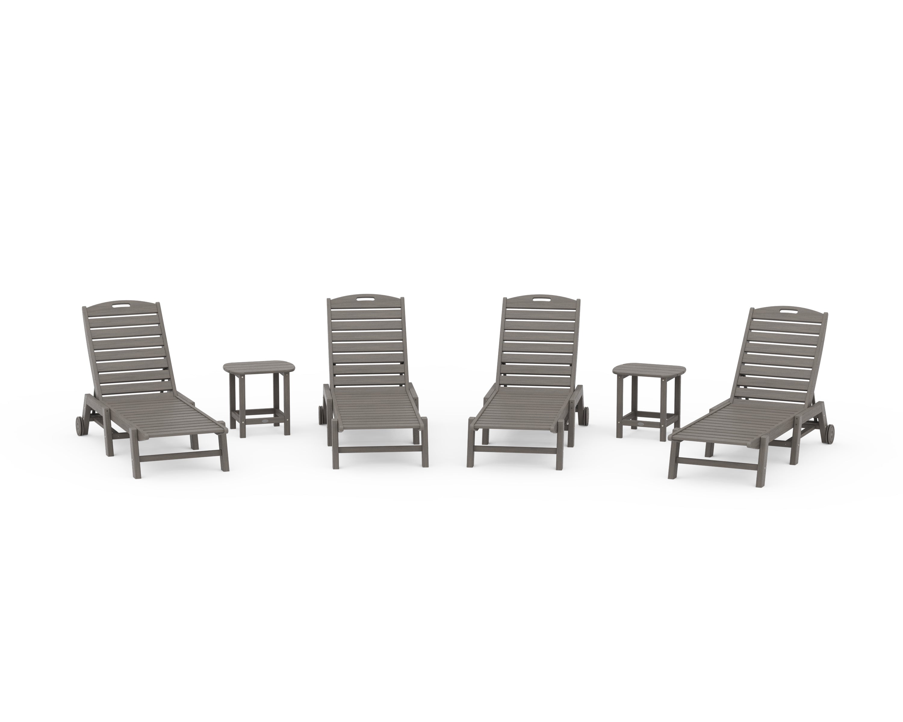 POLYWOOD Nautical Chaise 6-Piece Set with Wheels in Driftwood