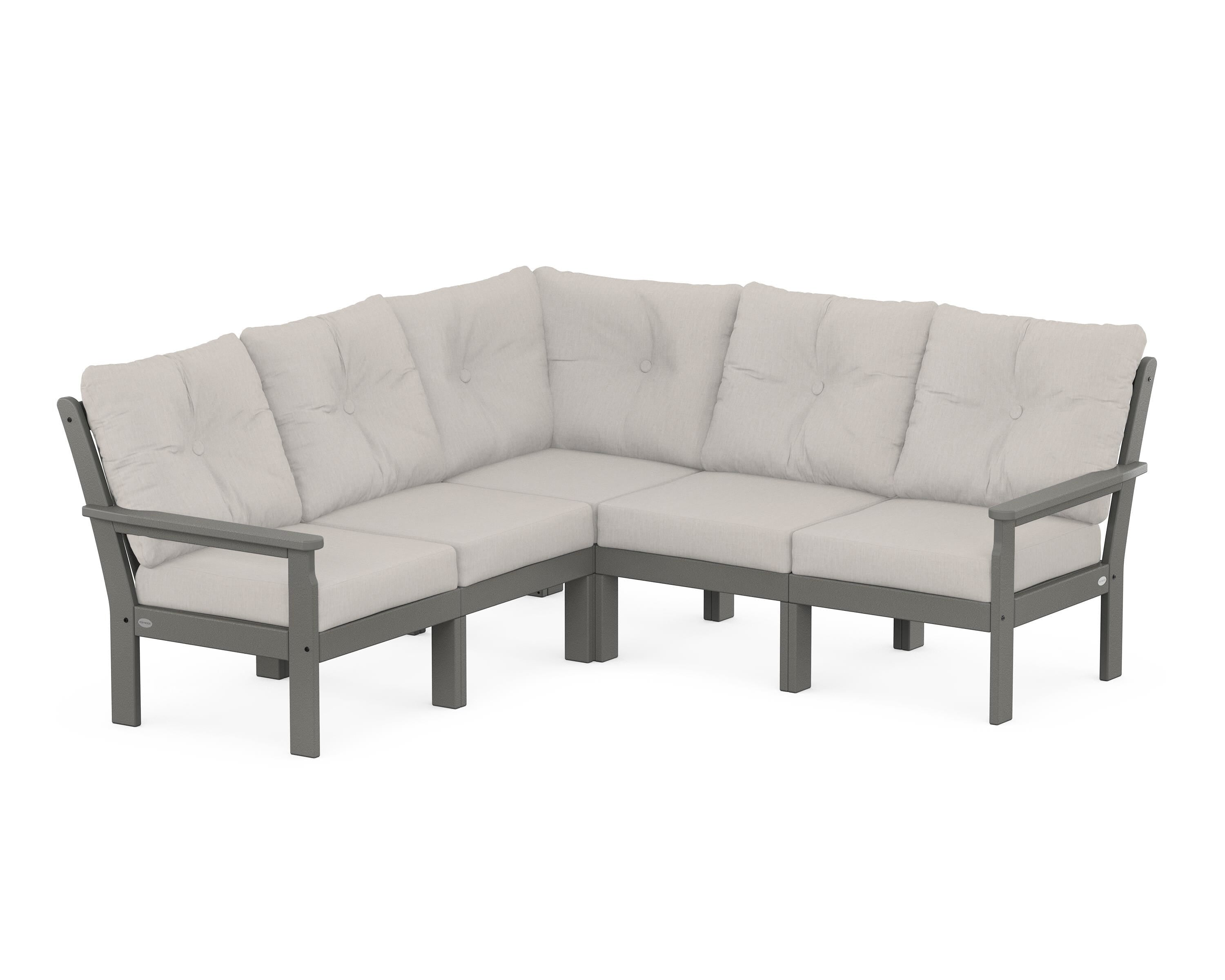 POLYWOOD Vineyard 5-Piece Sectional in Slate Grey / Cast Ash