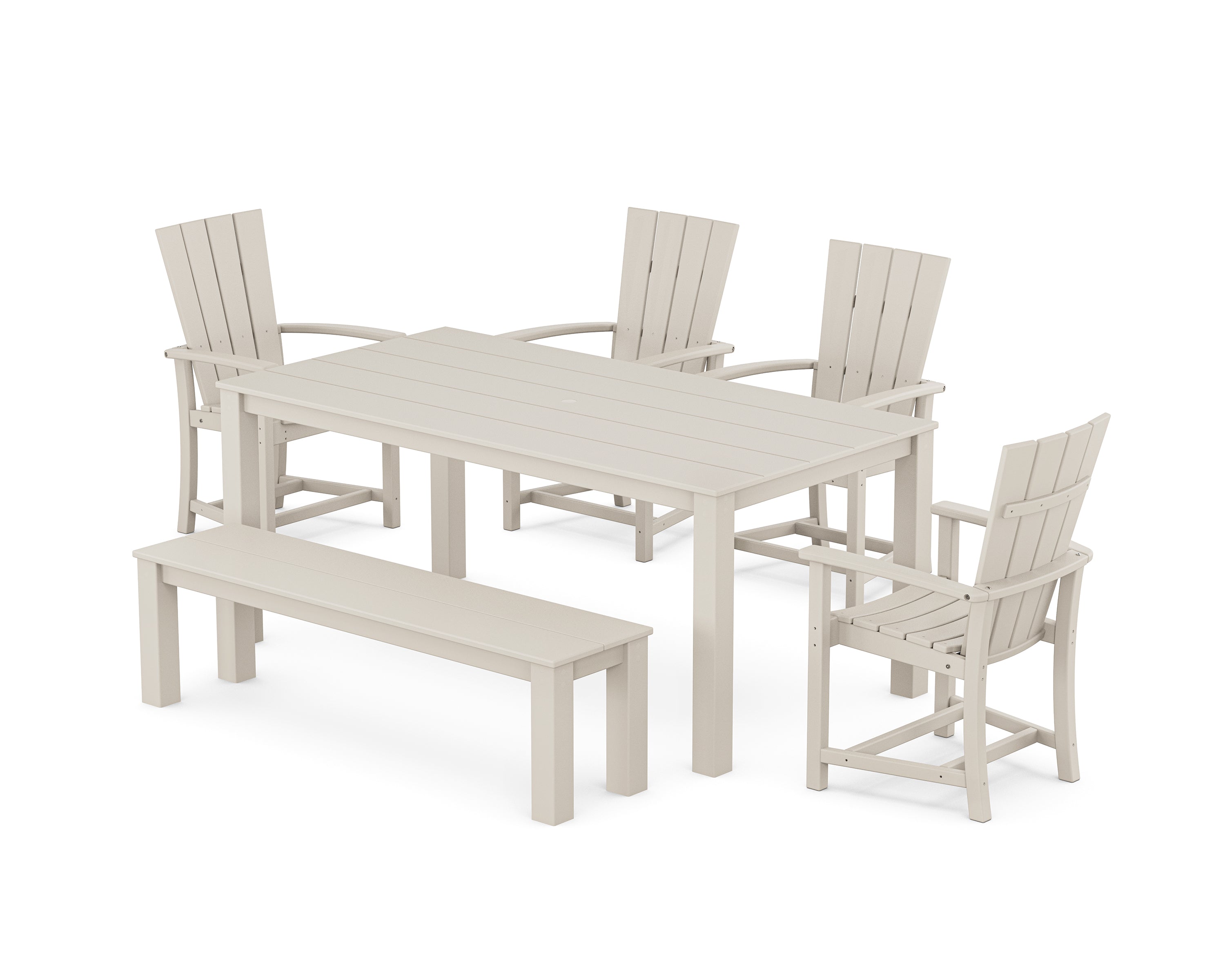 POLYWOOD Quattro 6-Piece Parsons Dining Set with Bench in Sand
