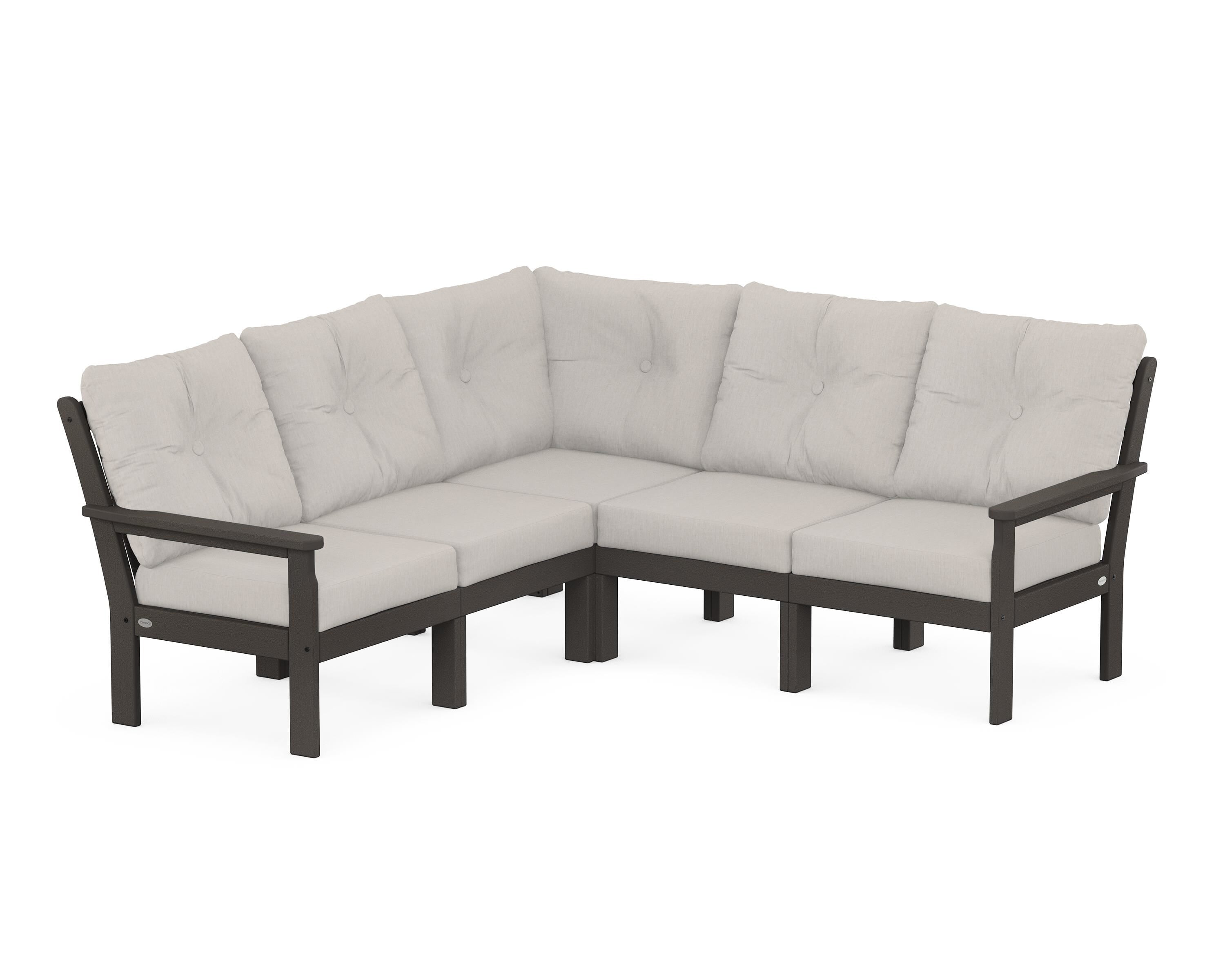 POLYWOOD Vineyard 5-Piece Sectional in Vintage Coffee / Cast Ash