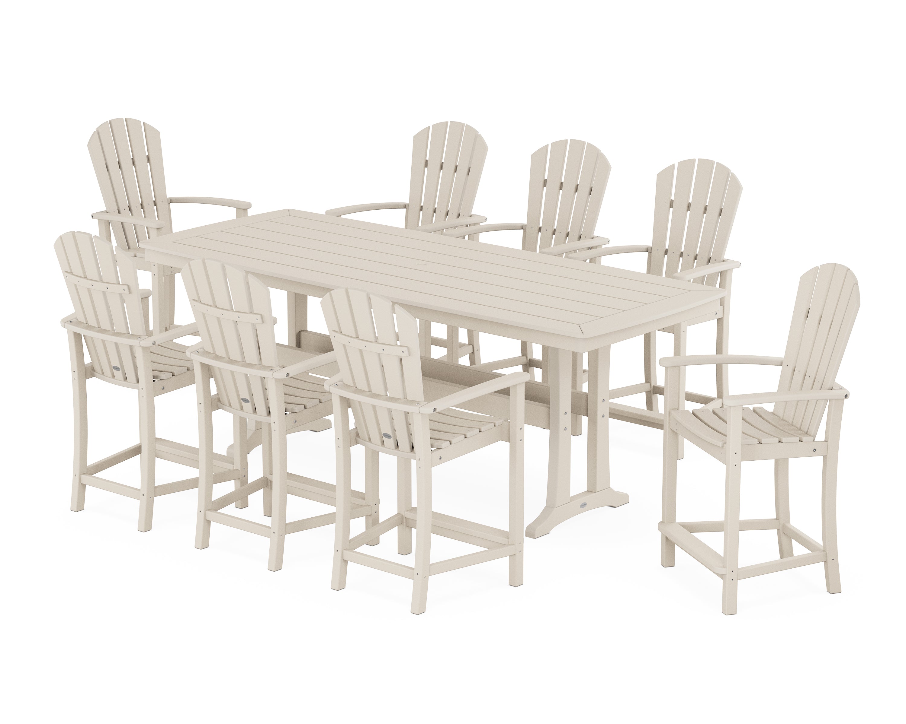 POLYWOOD Palm Coast 9-Piece Counter Set with Trestle Legs in Sand