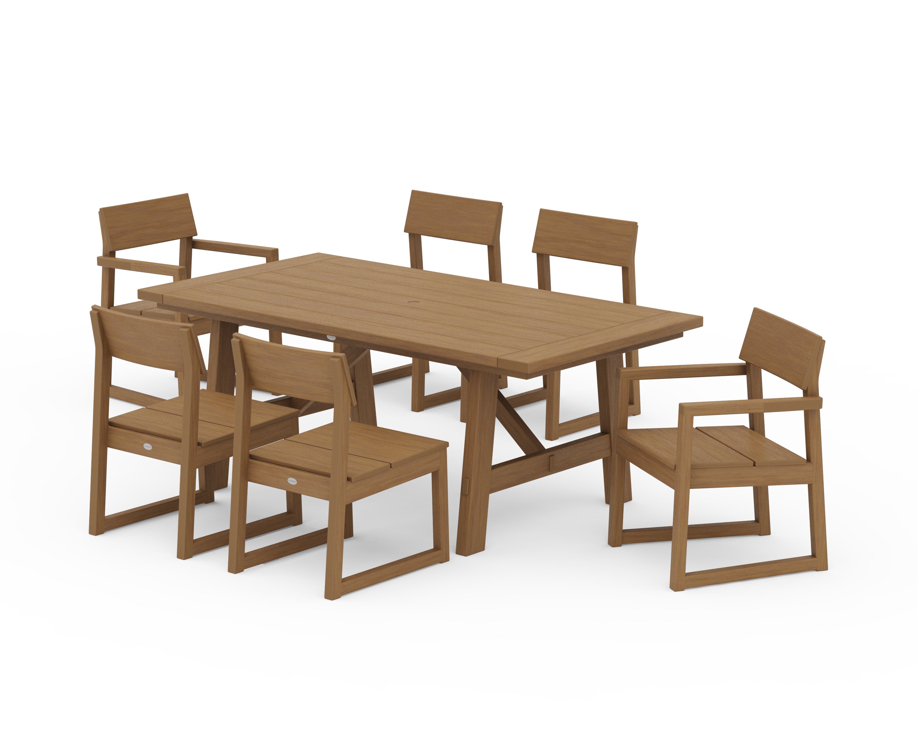 POLYWOOD EDGE 7-Piece Rustic Farmhouse Dining Set in Natural