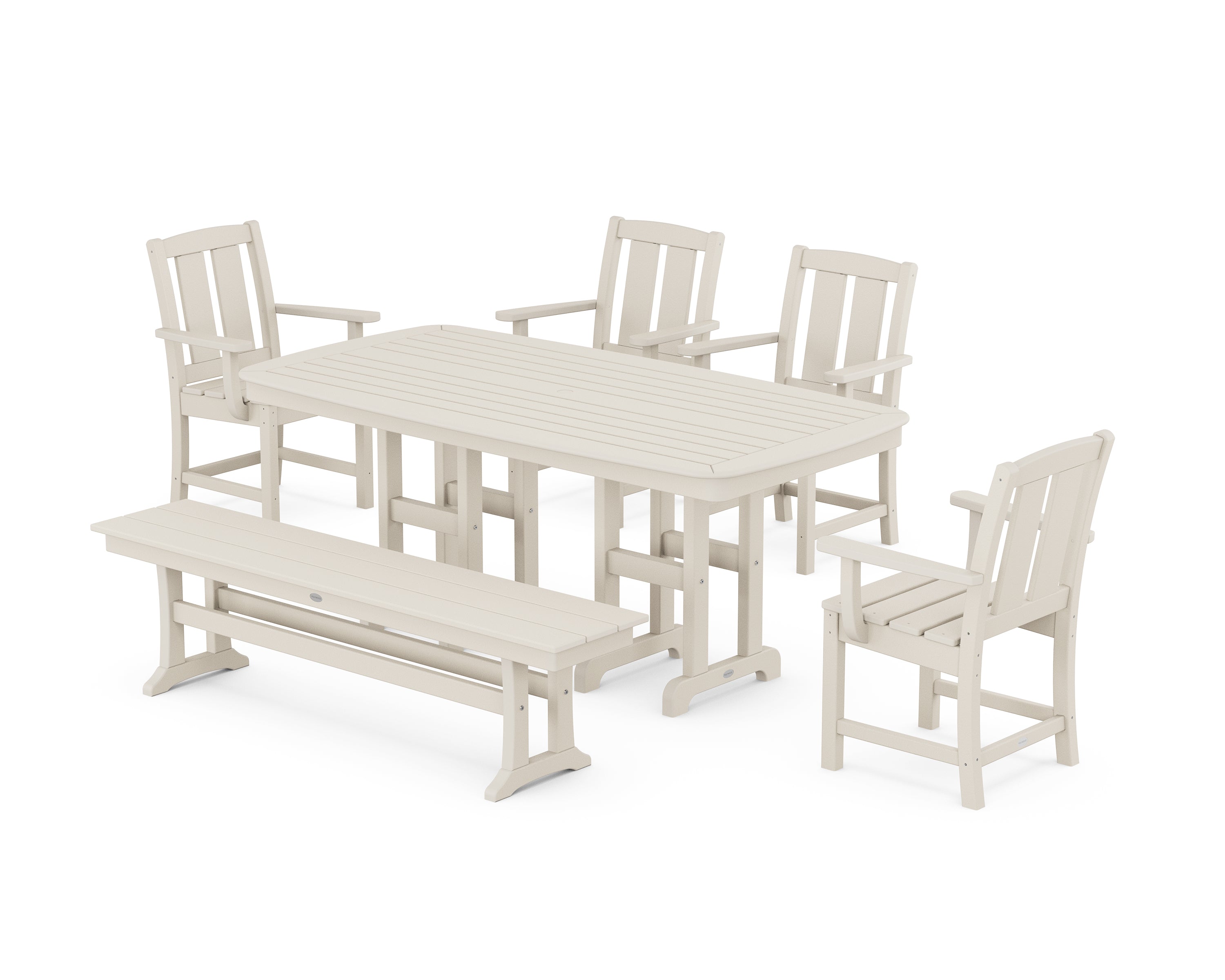 POLYWOOD Mission 6-Piece Dining Set with Bench in Sand
