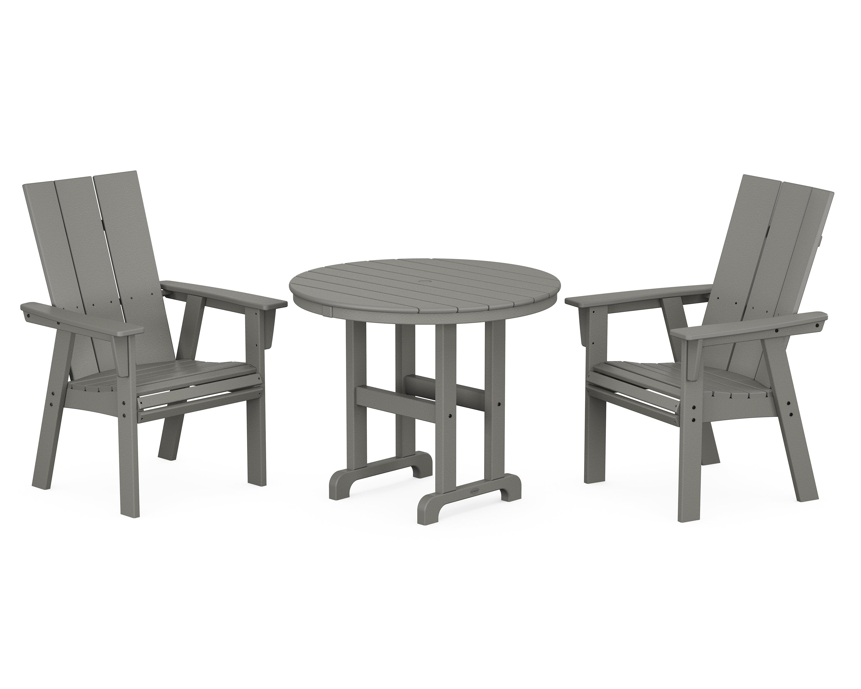 POLYWOOD® Modern Adirondack 3-Piece Round Dining Set in Slate Grey