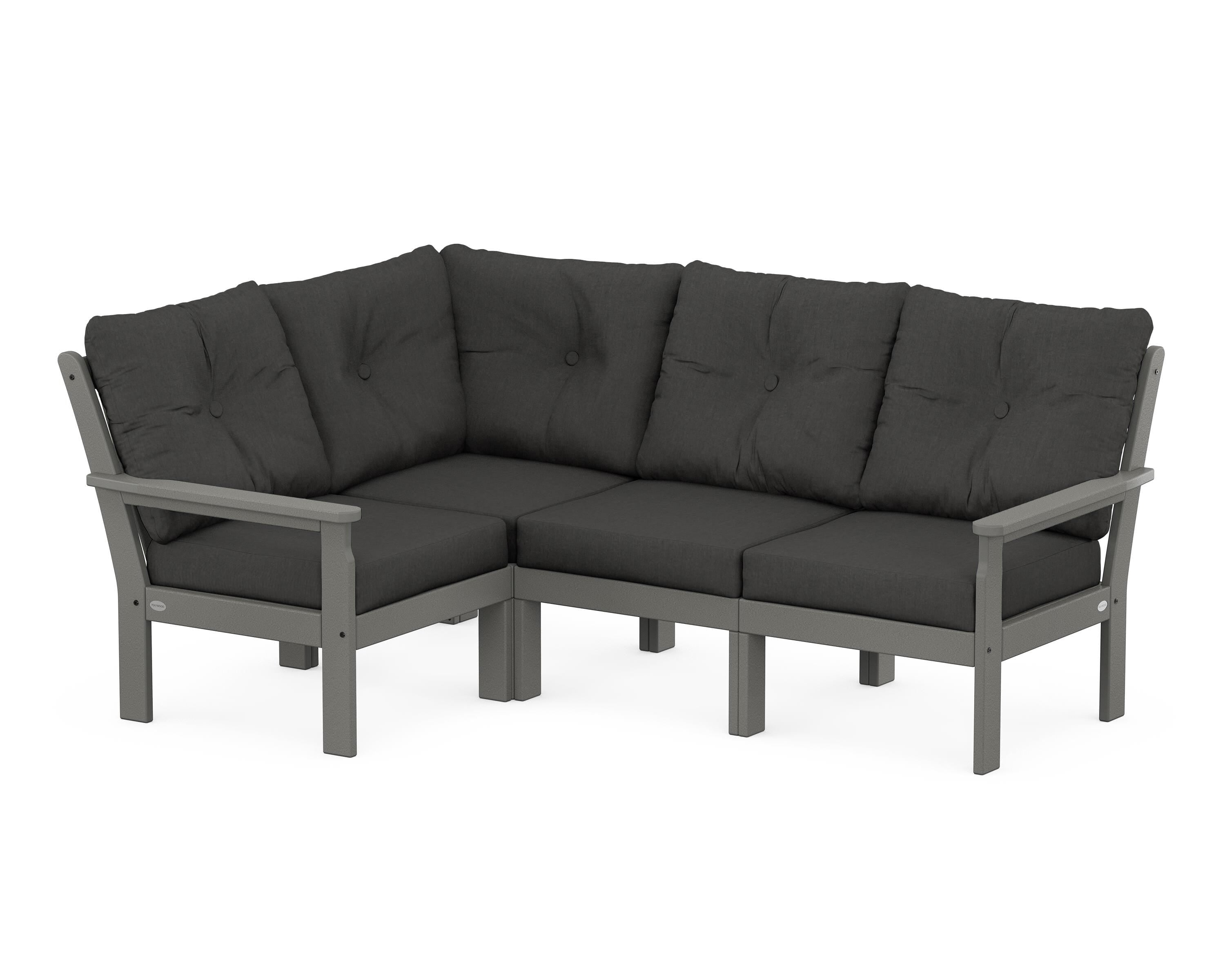 POLYWOOD Vineyard 4-Piece Sectional in Slate Grey / Spectrum Carbon