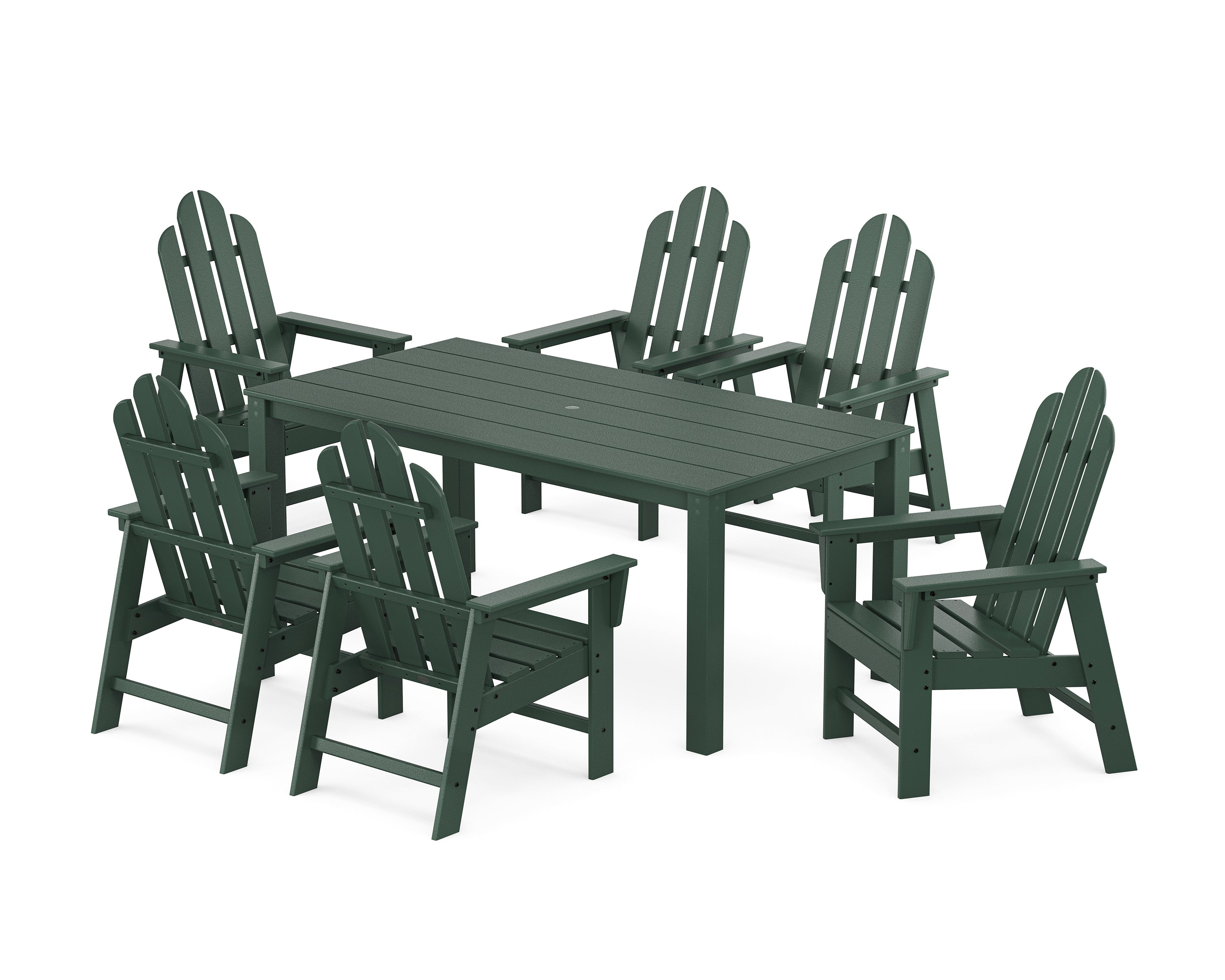 POLYWOOD Long Island 7-Piece Parsons Dining Set in Green