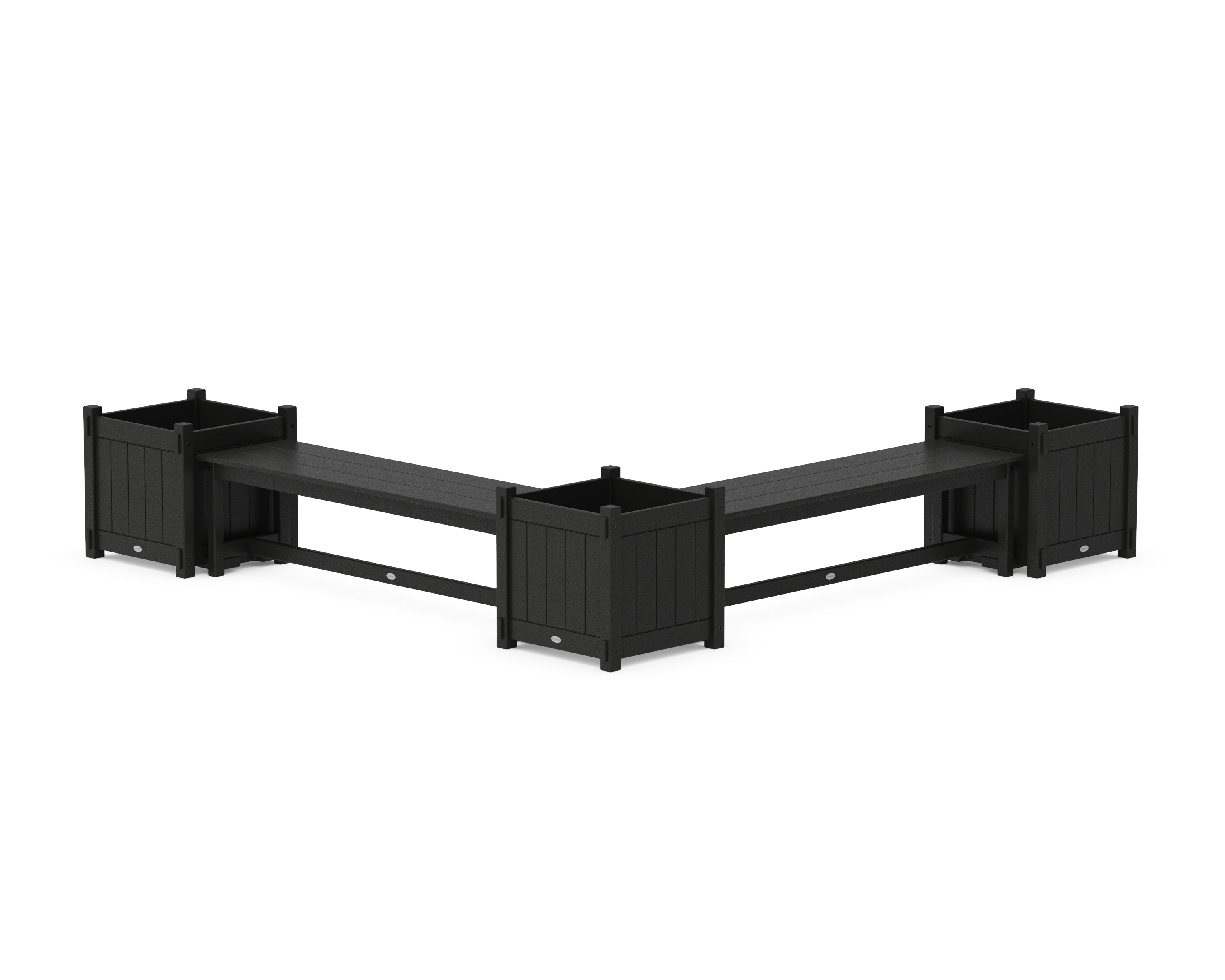 POLYWOOD 60" Vineyard L- Shaped Planter Bench Corner Set - Large in Black