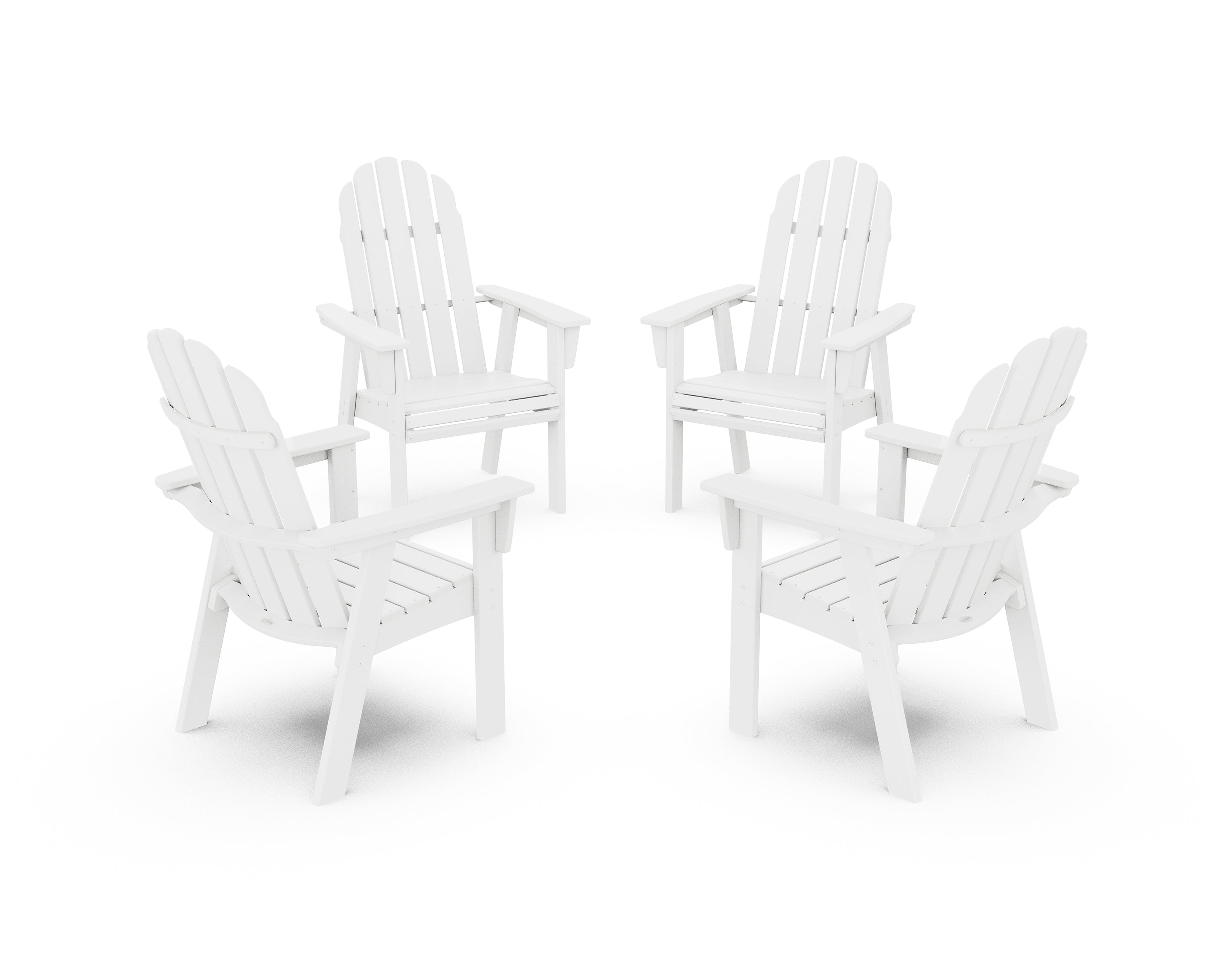 POLYWOOD® Vineyard 4-Piece Curveback Upright Adirondack Conversation Set in White