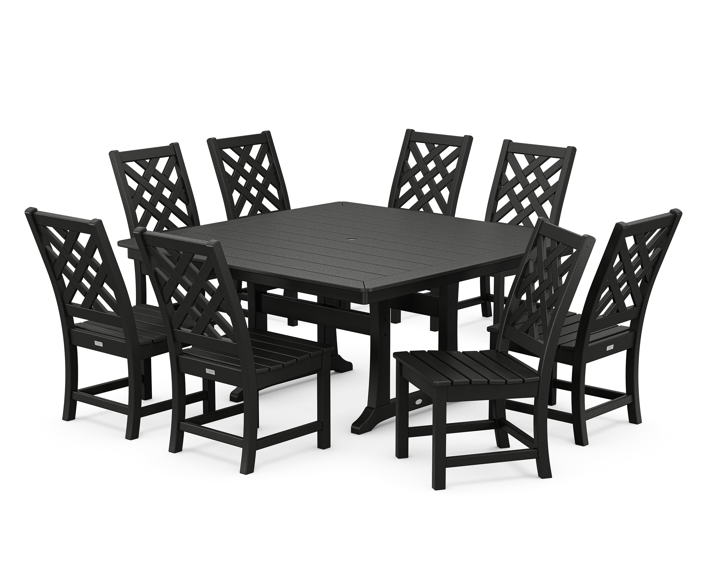 Country Living Wovendale Side Chair 9-Piece Square Dining Set with Trestle Legs in Black