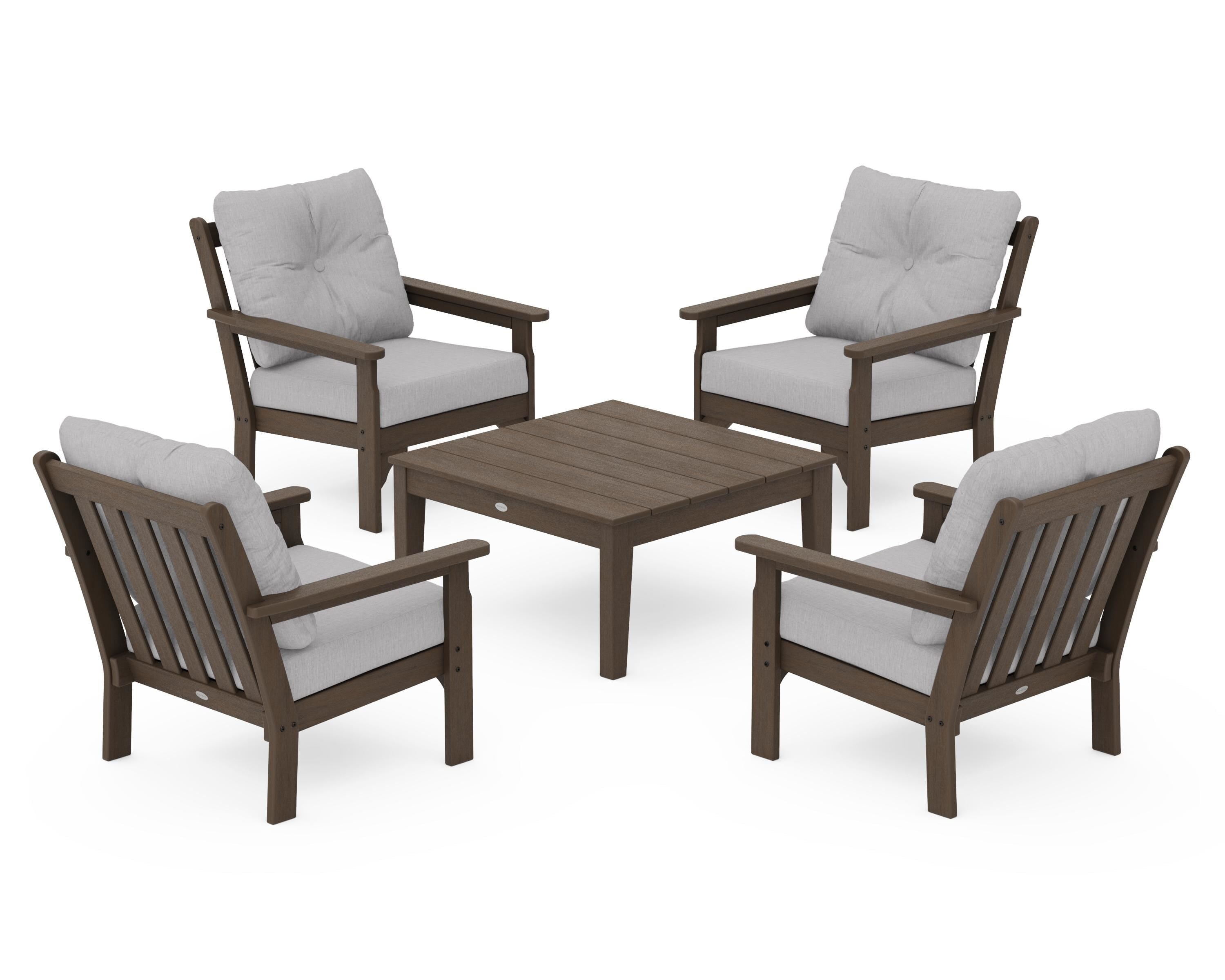 POLYWOOD Vineyard 5-Piece Deep Seating Conversation Set in Kona / Granite