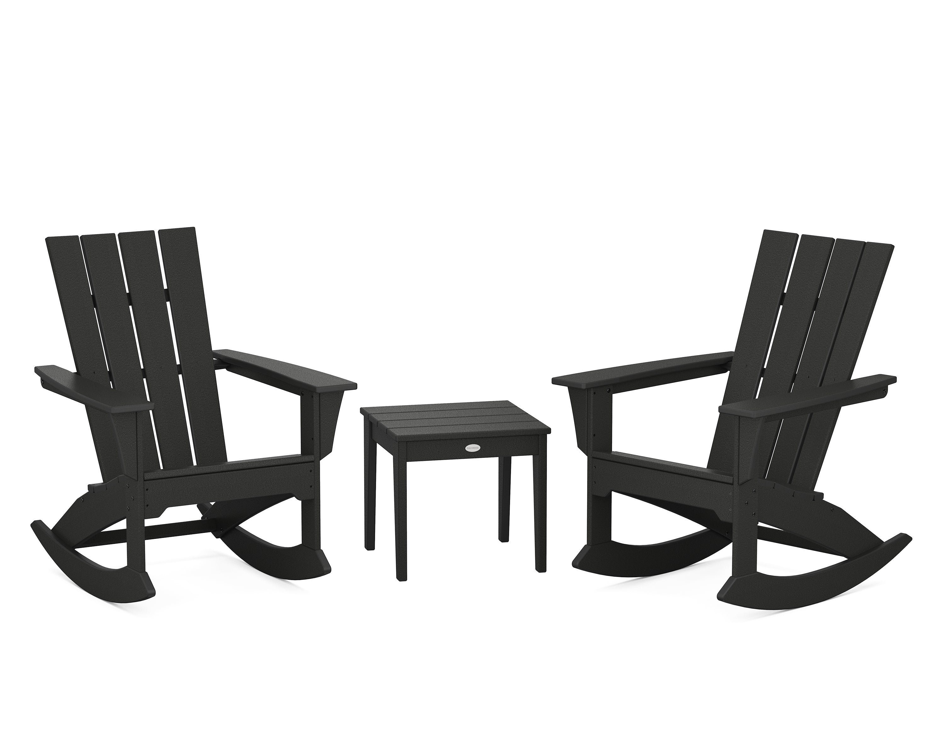 POLYWOOD® Quattro 3-Piece Rocker Set in Black
