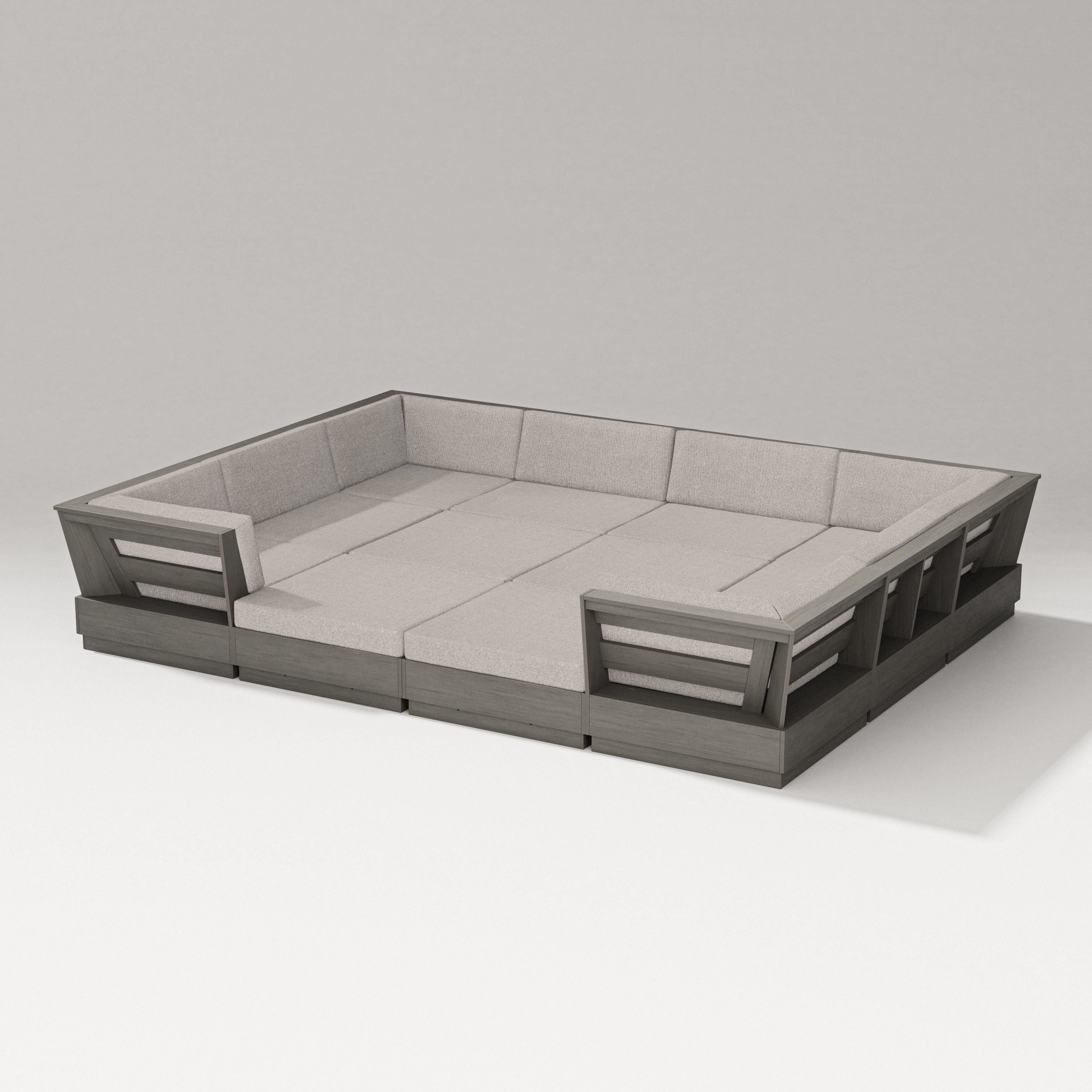 PW Designer Series Elevate 12-Piece Pit Sectional in Driftwood / Weathered Tweed