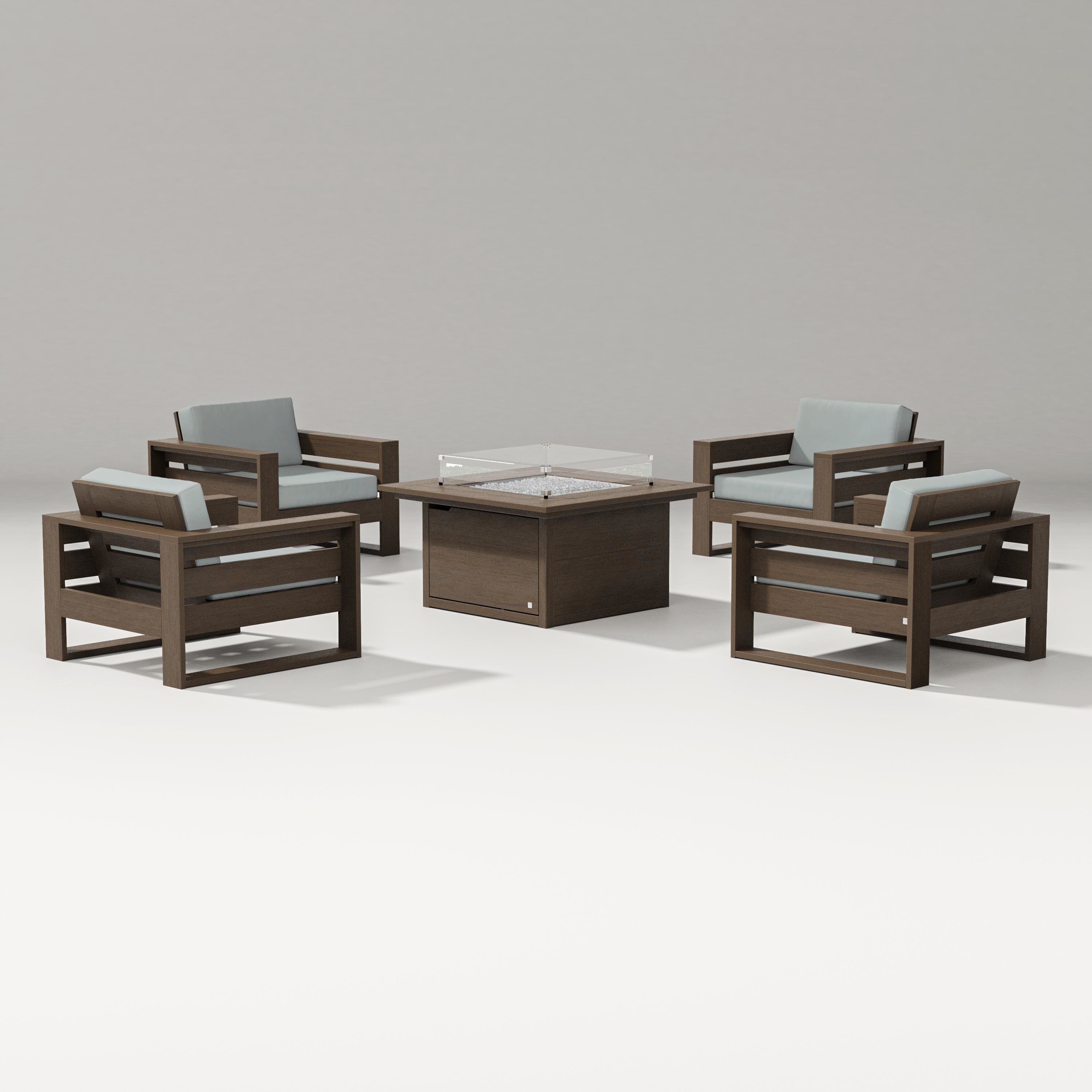 PW Designer Series Latitude 5-Piece Lounge Fire Table Set in Kona / Spa