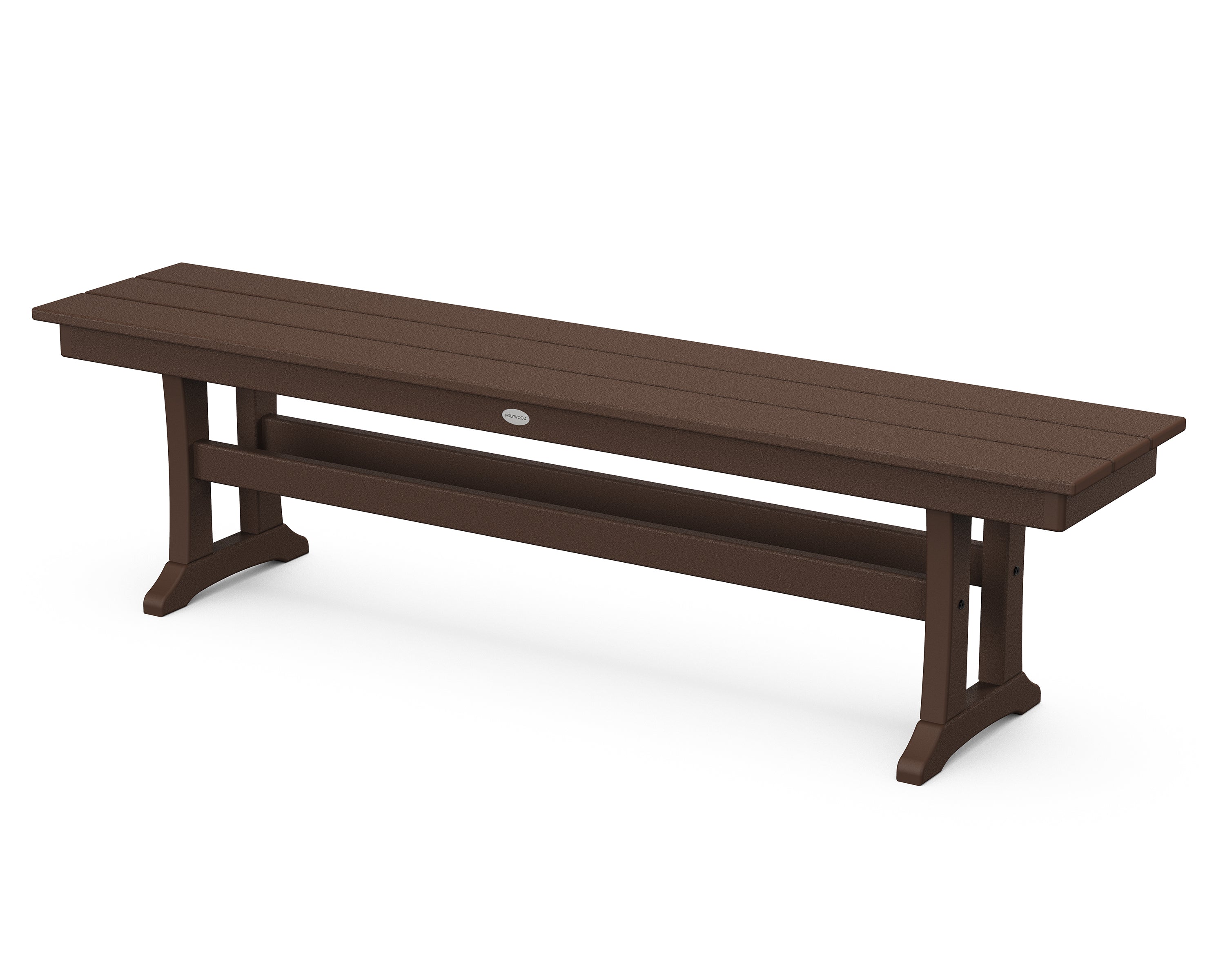 POLYWOOD® Farmhouse Trestle 65" Bench in Mahogany