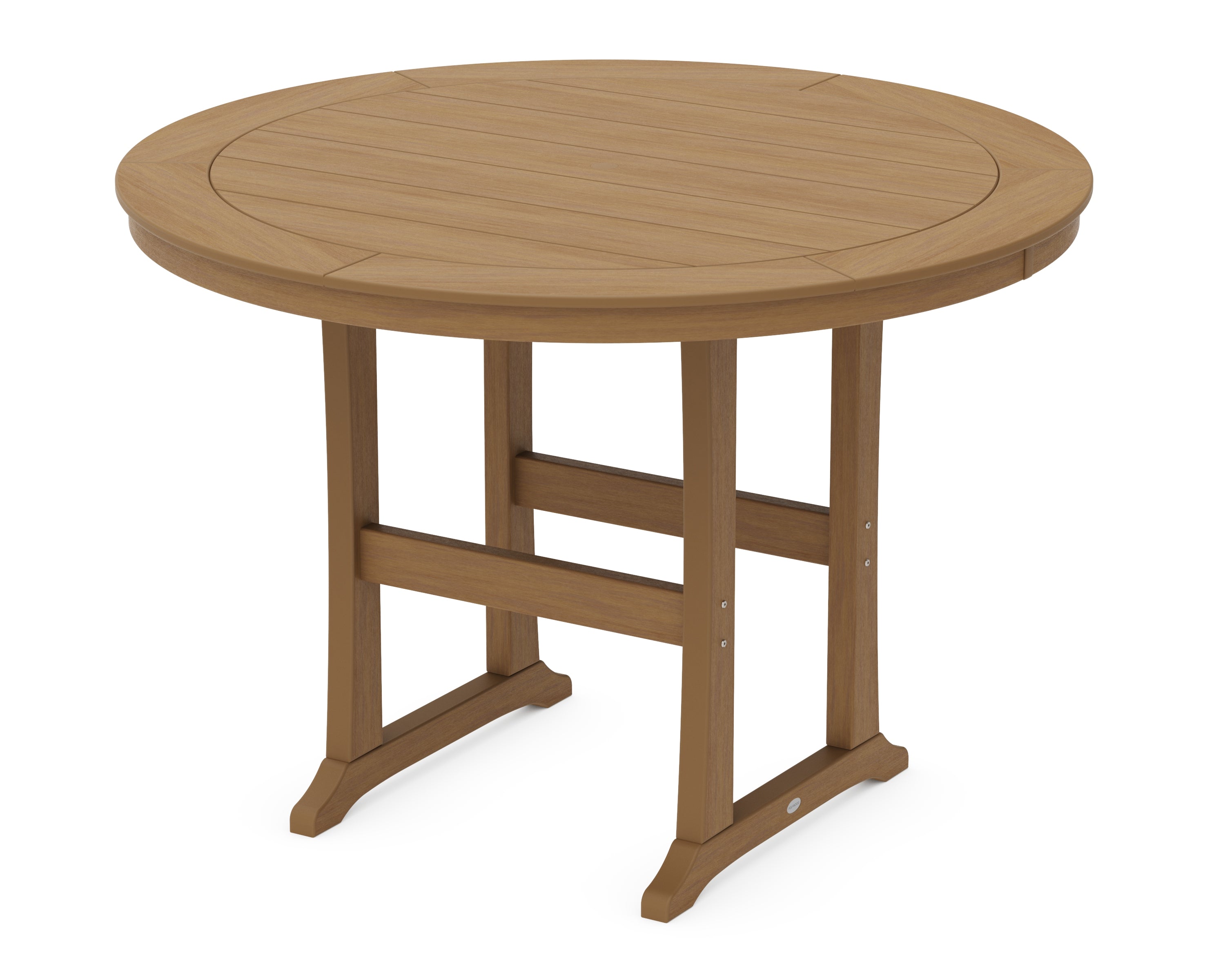 POLYWOOD Nautical Trestle 60” Round Bar Table in Natural
