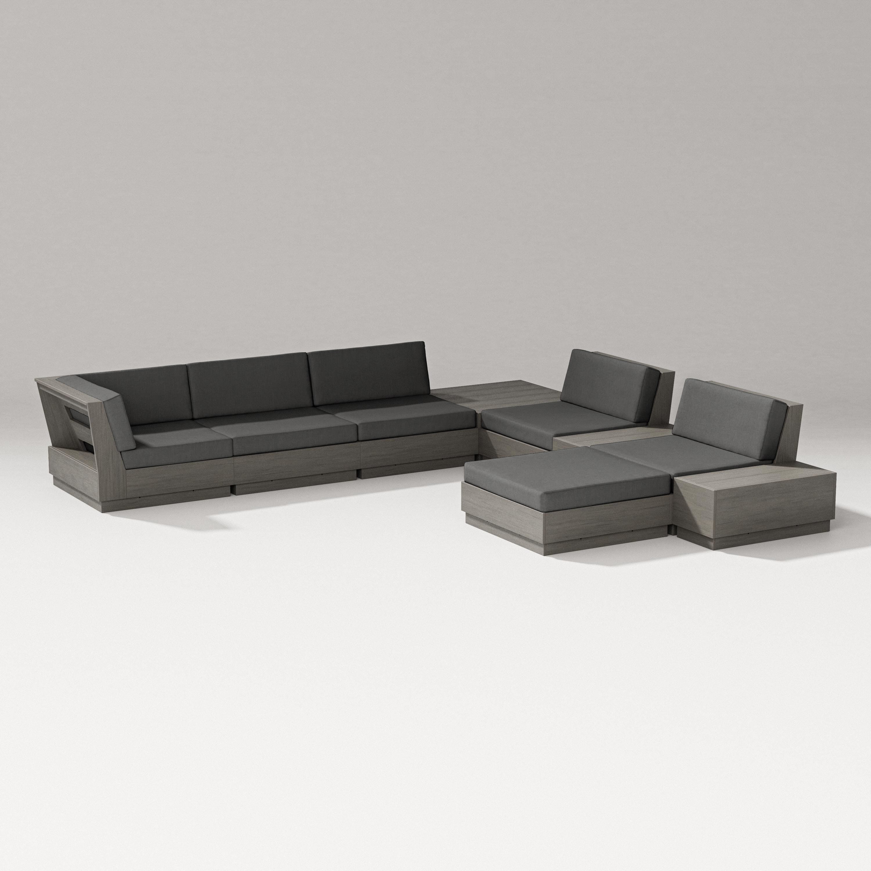 PW Designer Series Elevate 9-Piece Conversation Sectional in Driftwood / Spectrum Carbon