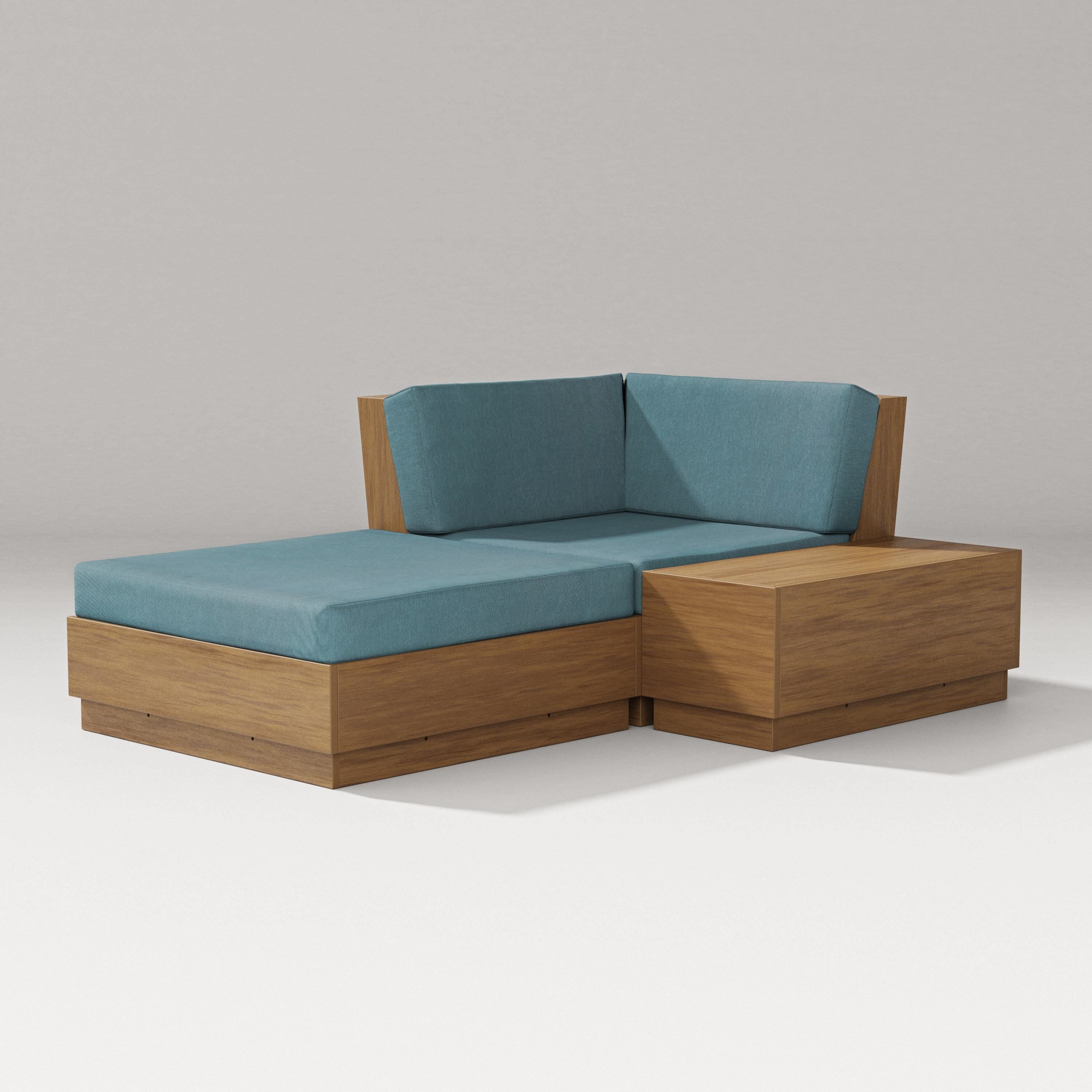PW Designer Series Elevate Corner Chaise in Natural / Ocean Teal