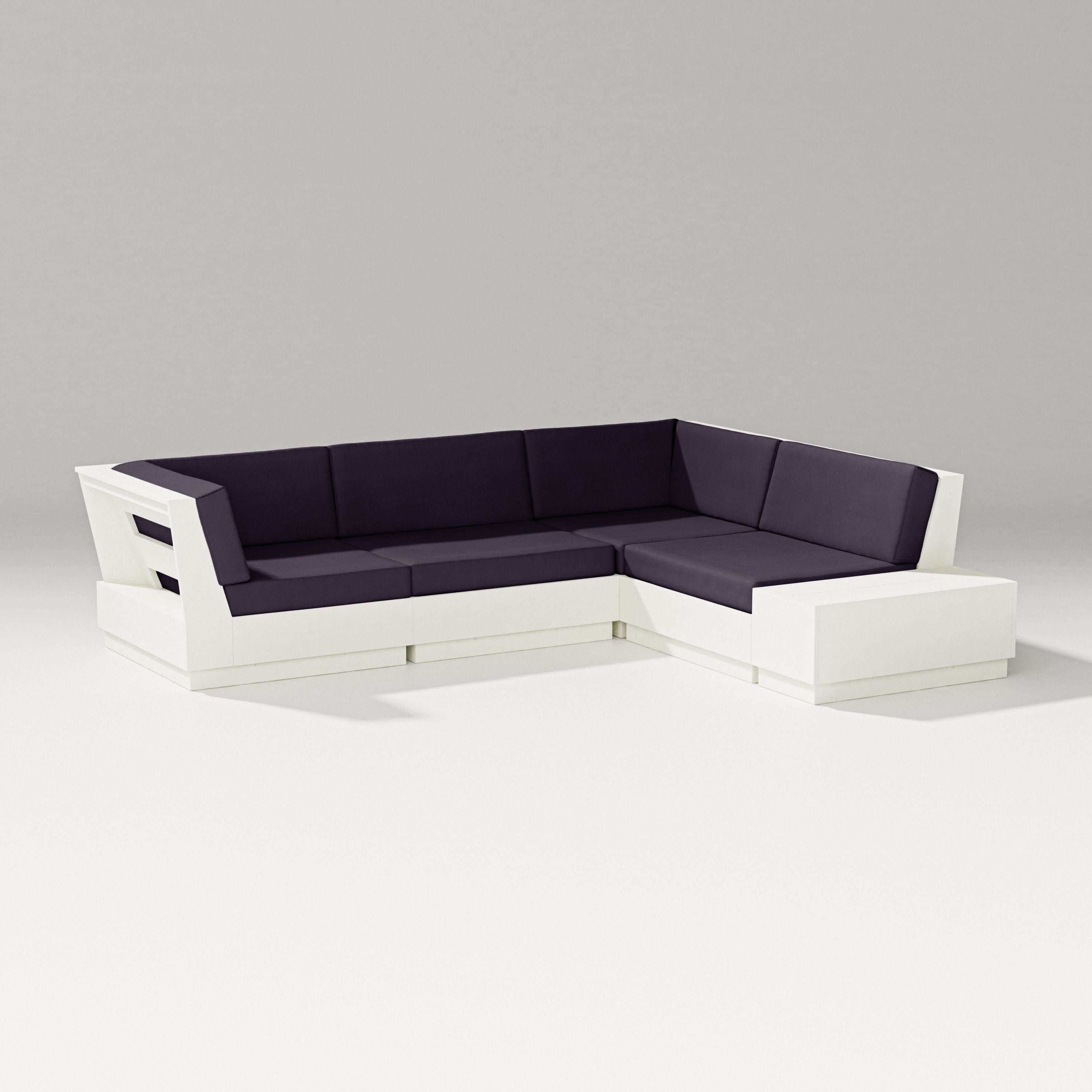 PW Designer Series Elevate Corner Sectional in Vintage White / Navy Linen