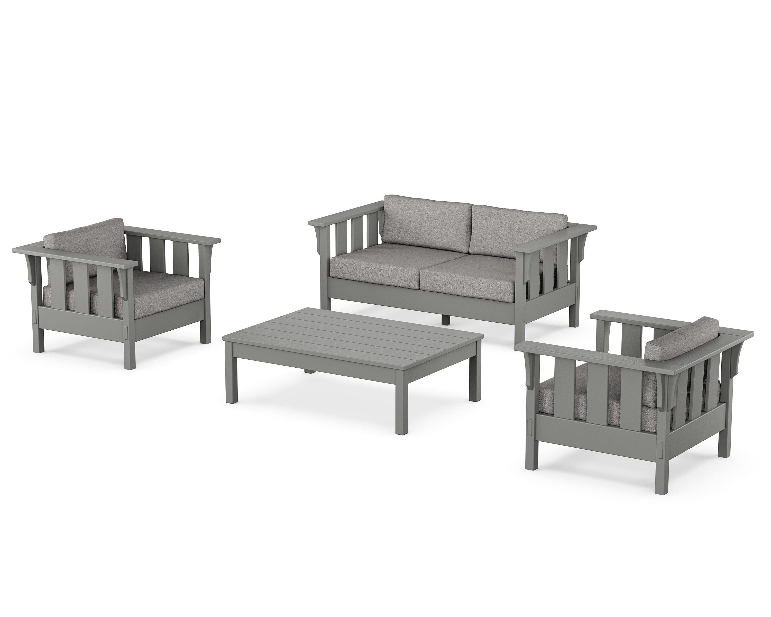 Martha Stewart by POLYWOOD Acadia 4-Piece Deep Seating Set with Loveseat in Slate Grey / Grey Mist