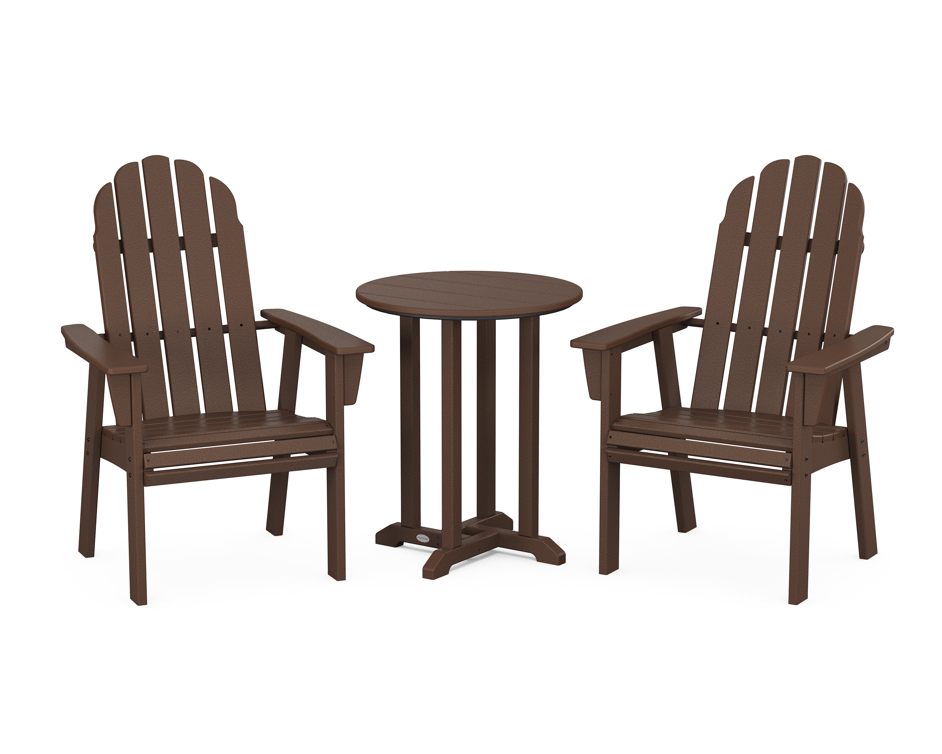 POLYWOOD Vineyard Adirondack 3-Piece Round Bistro Dining Set in Mahogany