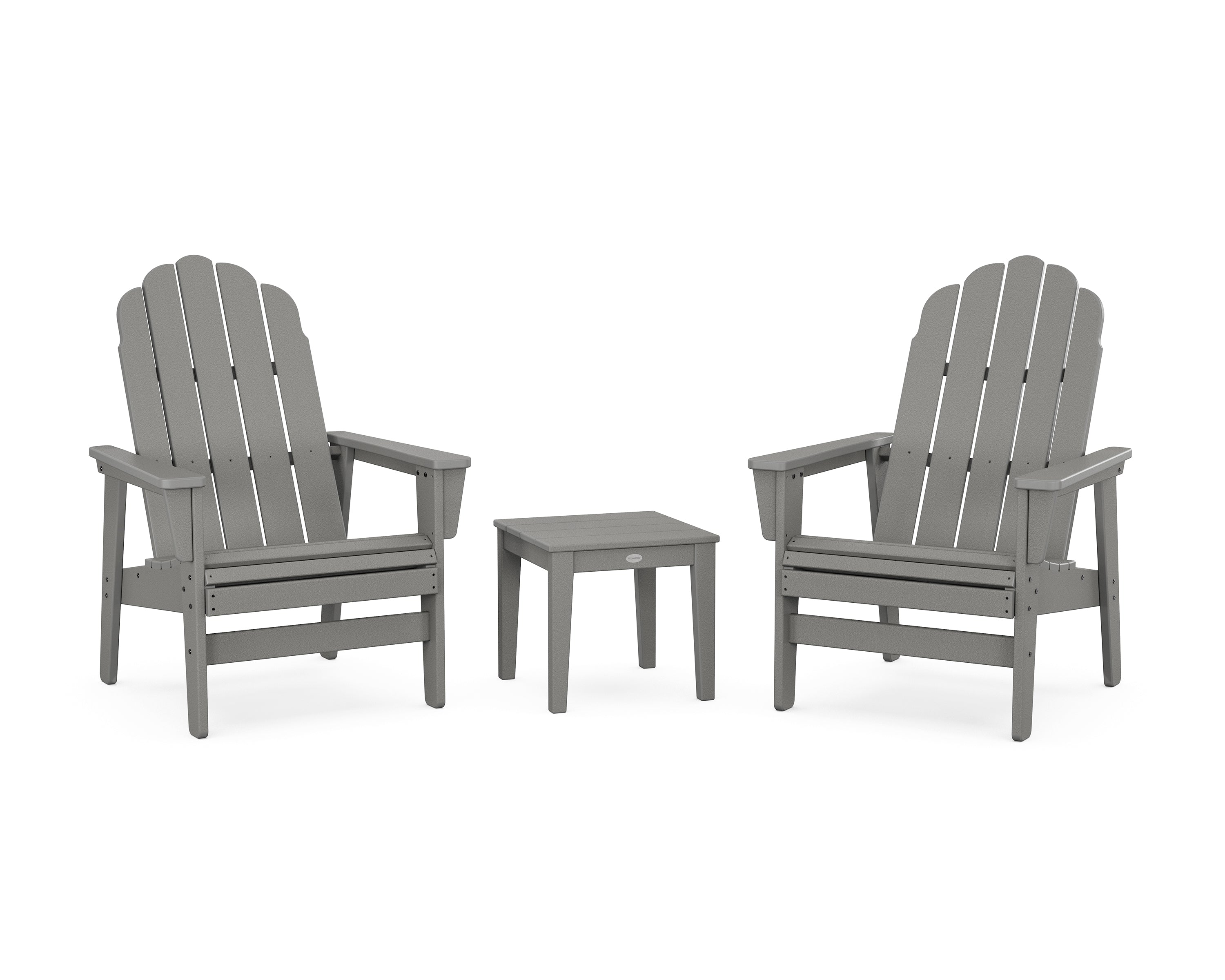 POLYWOOD 3-Piece Vineyard Grand Upright Adirondack Set in Slate Grey