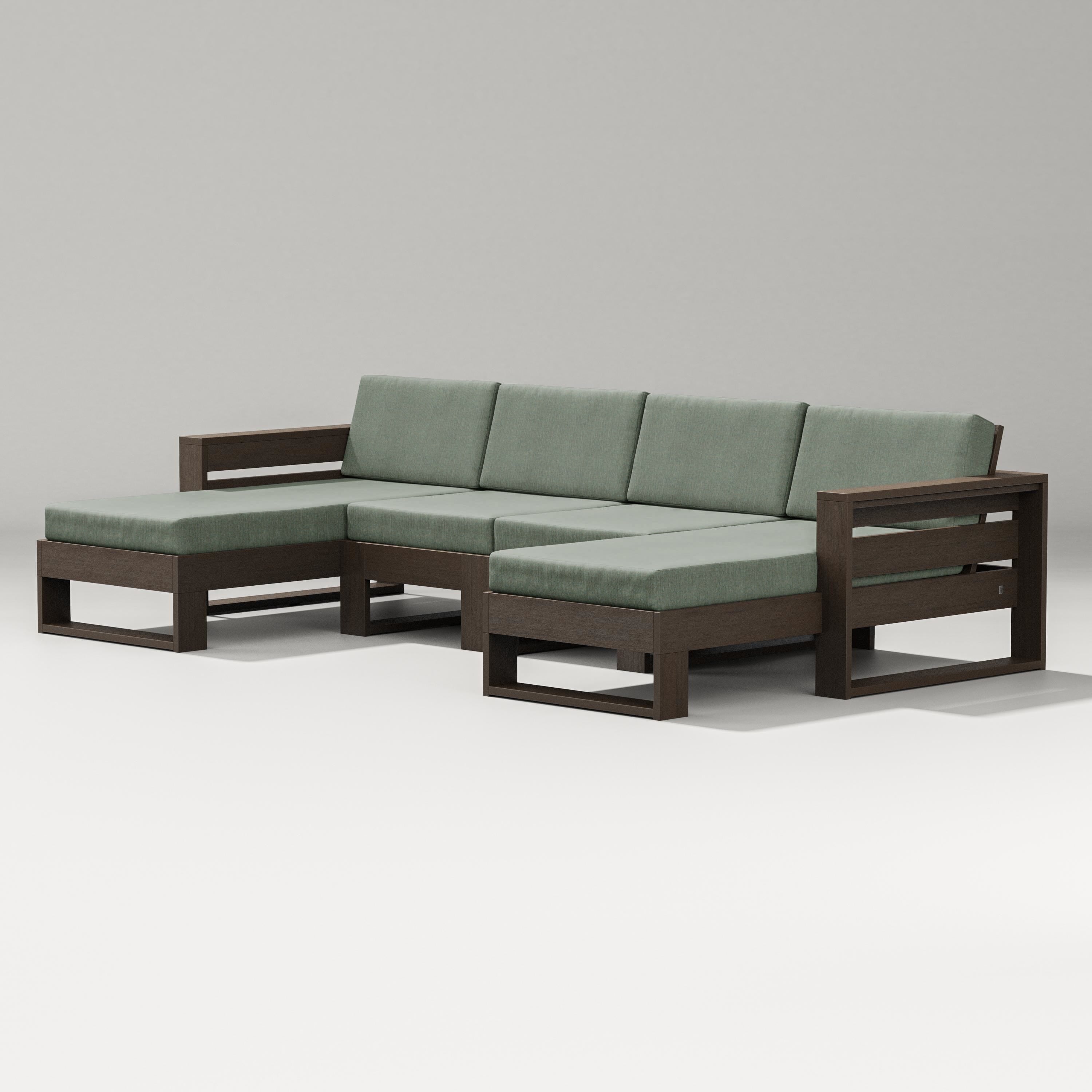 PW Designer Series Latitude Double Chaise Sectional in Kona / Cast Sage