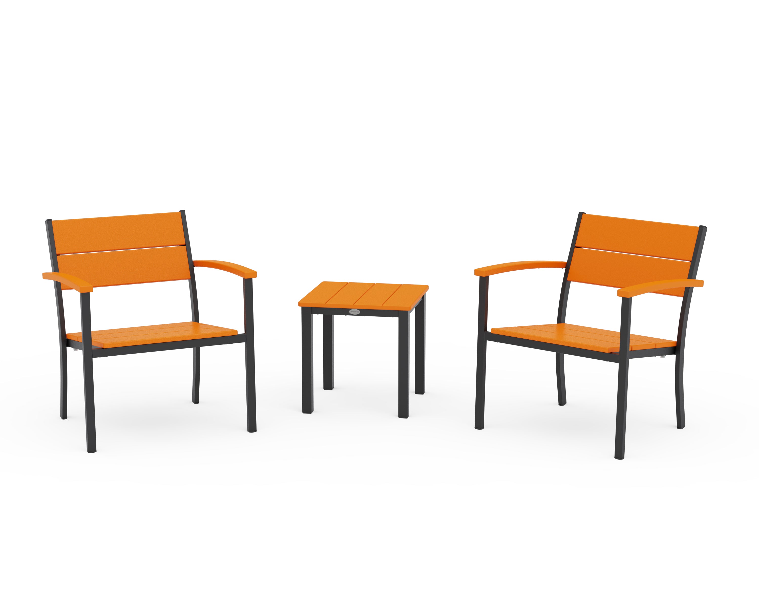 POLYWOOD Main Street 3-Piece Lounge Chair Set in Black / Tangerine