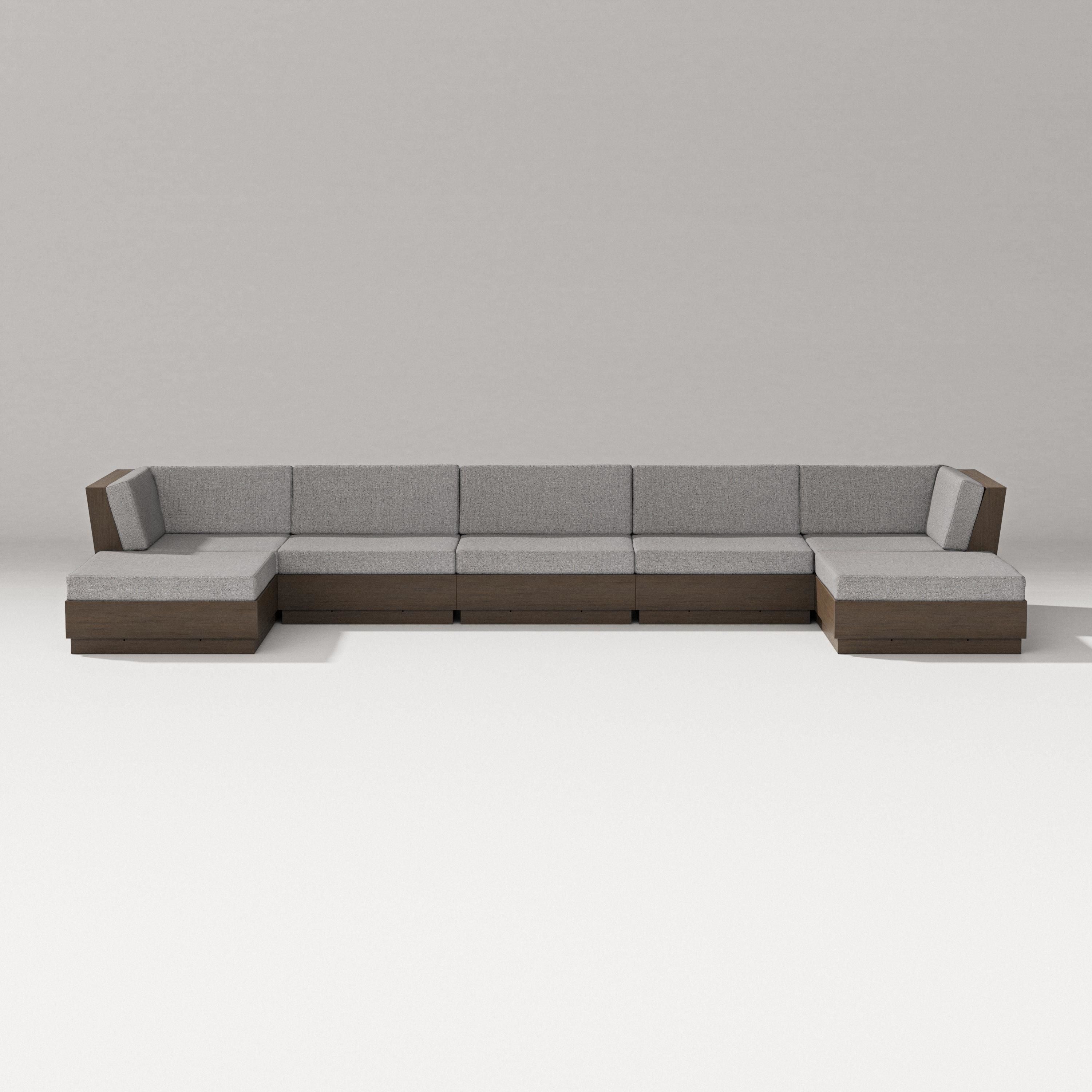 PW Designer Series Elevate 7-Piece Double Chaise Sectional in Kona / Grey Mist