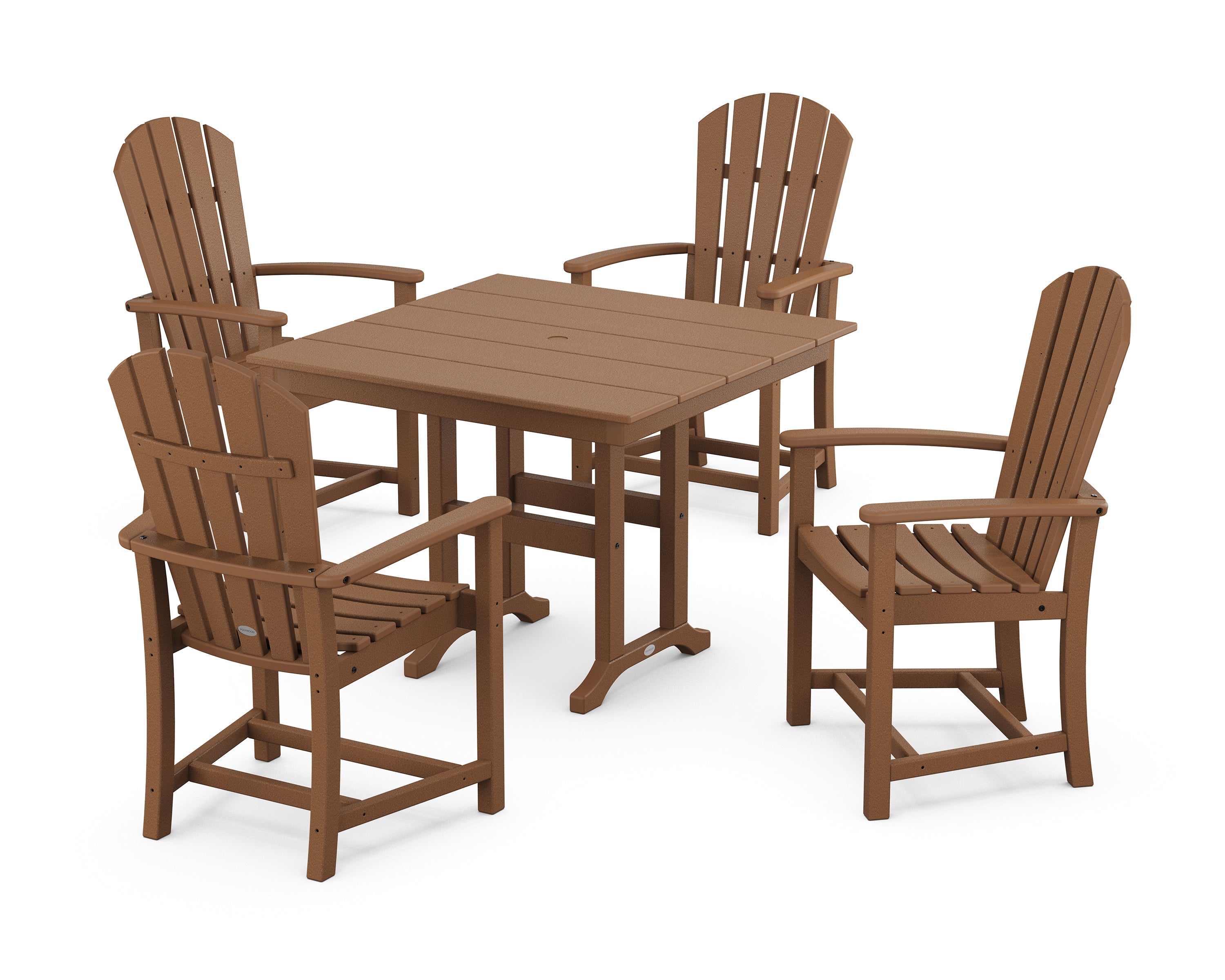 POLYWOOD Palm Coast 5-Piece Farmhouse Dining Set in Teak