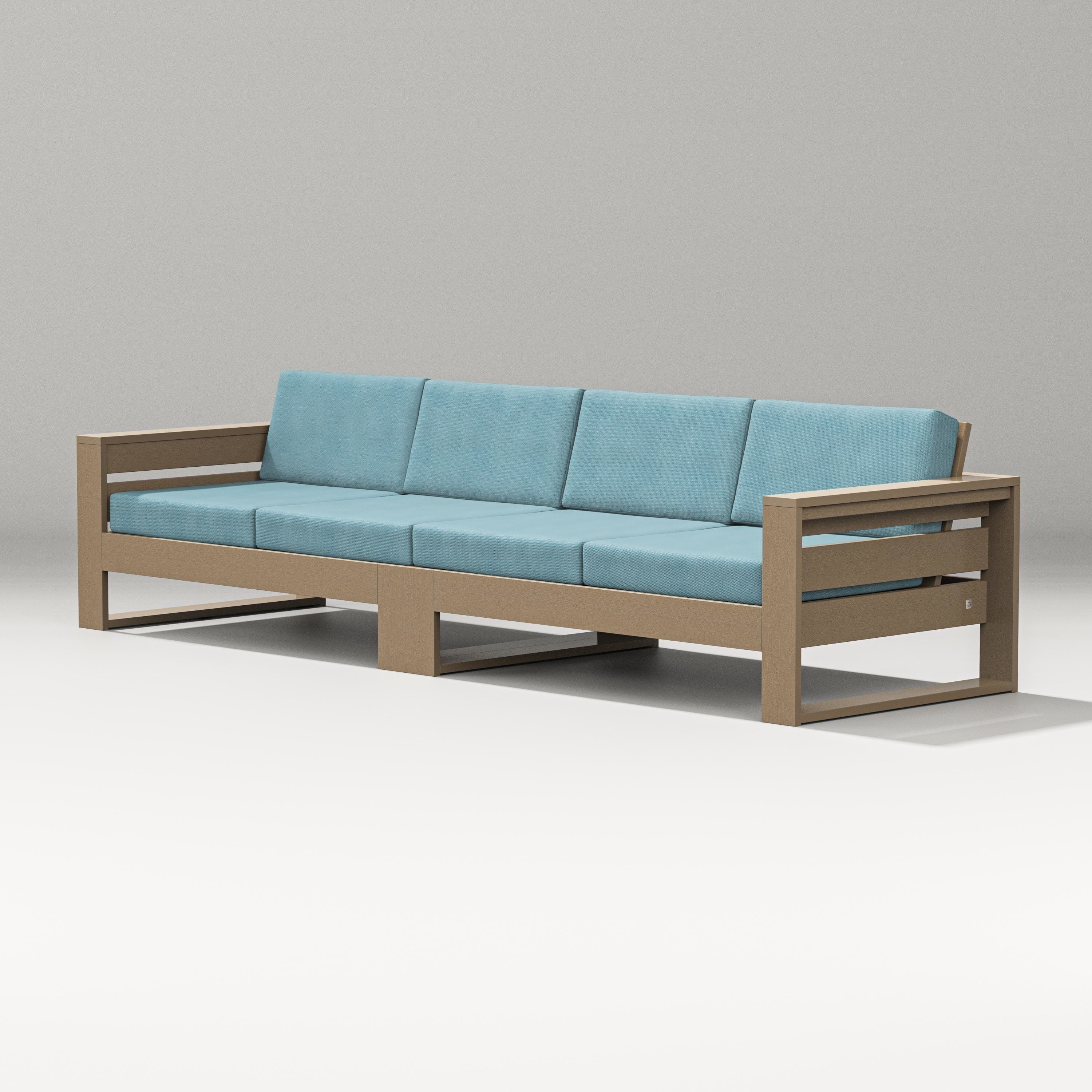 PW Designer Series Latitude Straight Sectional in Vintage Sahara / Lattice Sky Blue