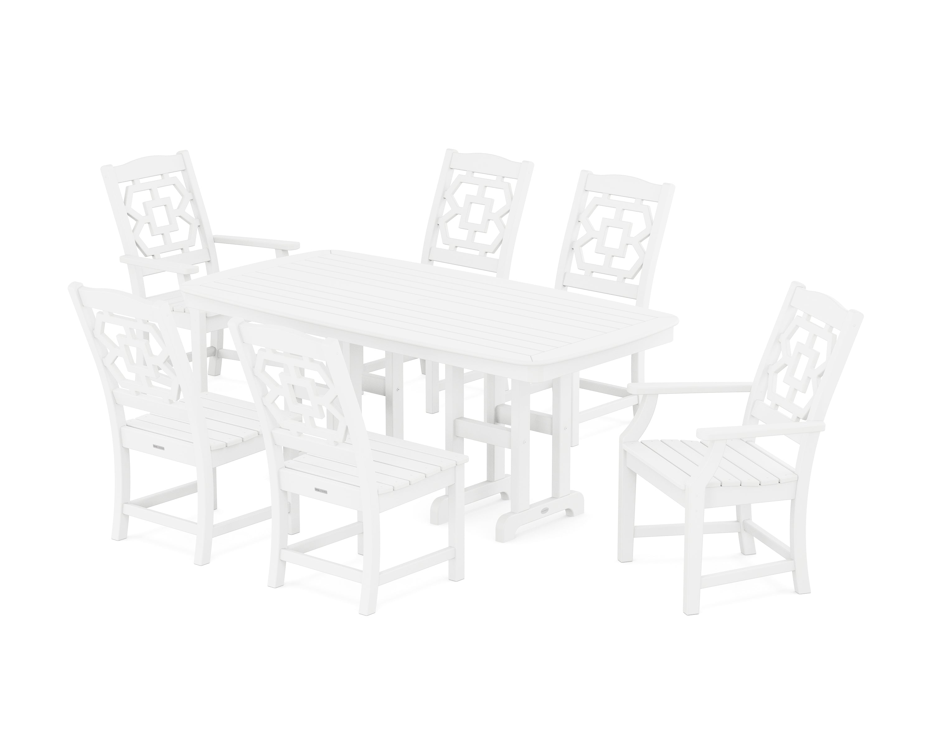 Martha Stewart by POLYWOOD® Chinoiserie 7-Piece Dining Set in White