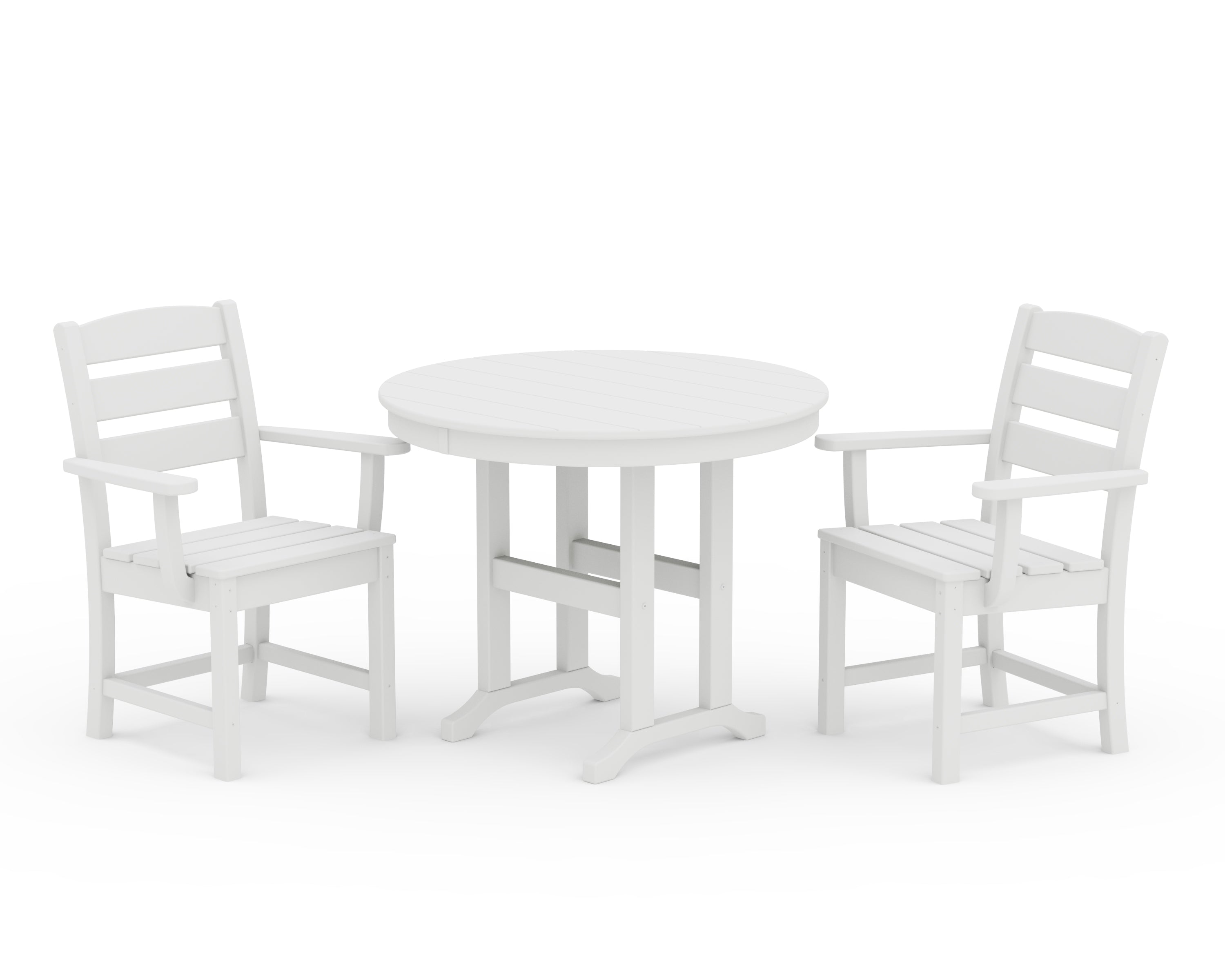 POLYWOOD Lakeside 3-Piece Round Dining Set in White